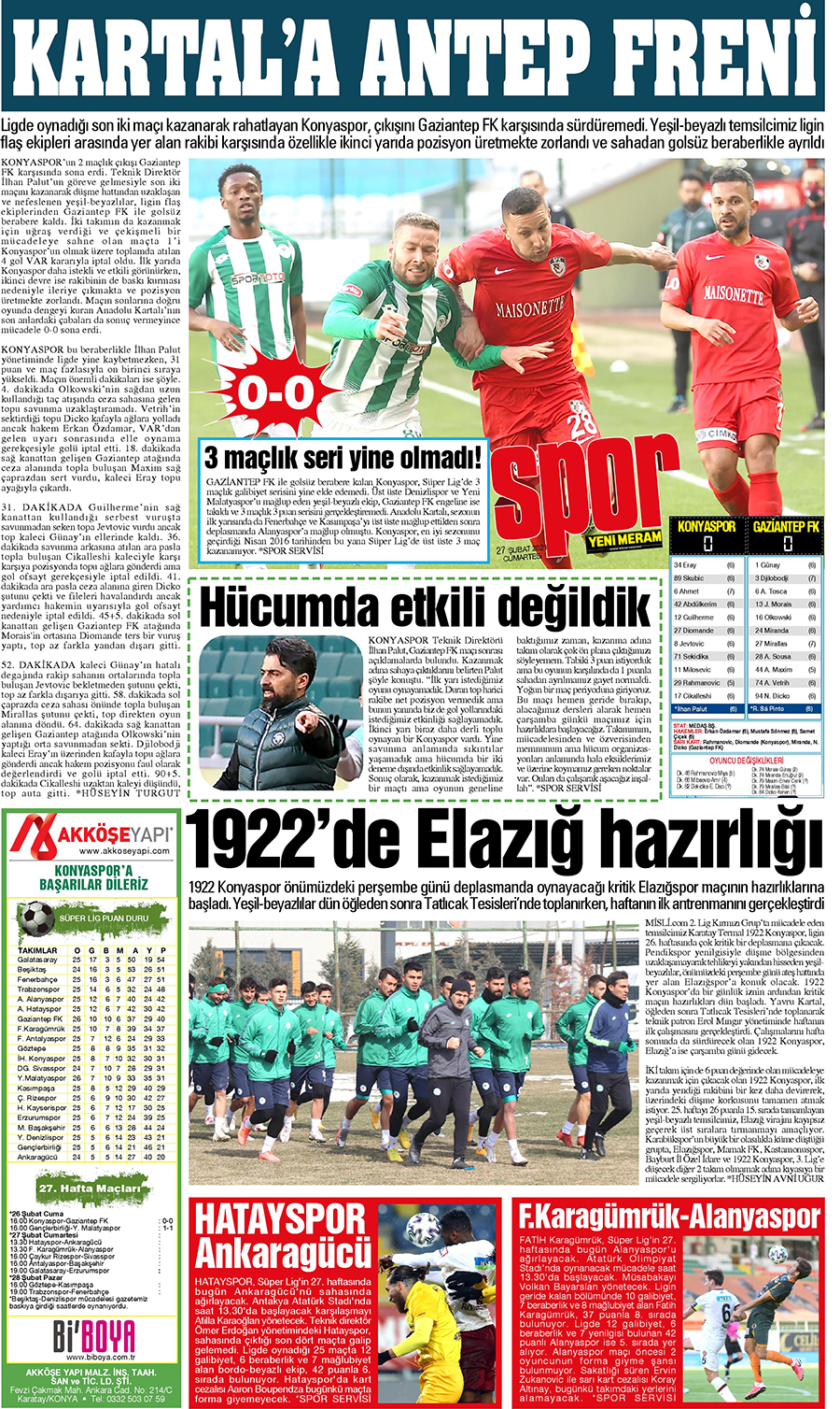 27 Şubat 2021 Yeni Meram Gazetesi