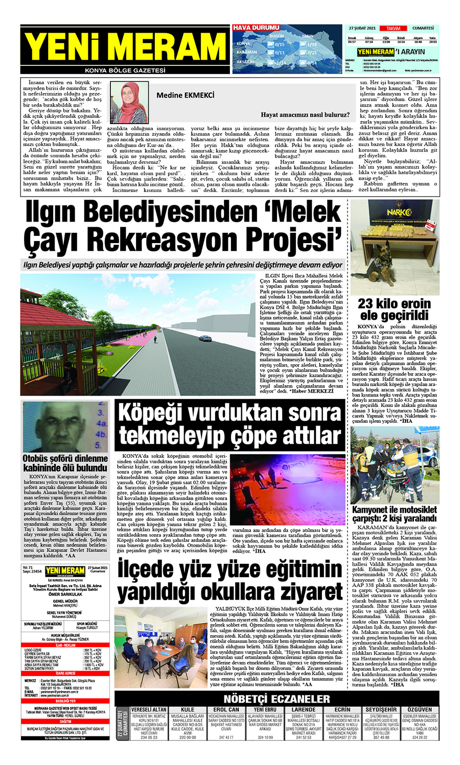 27 Şubat 2021 Yeni Meram Gazetesi