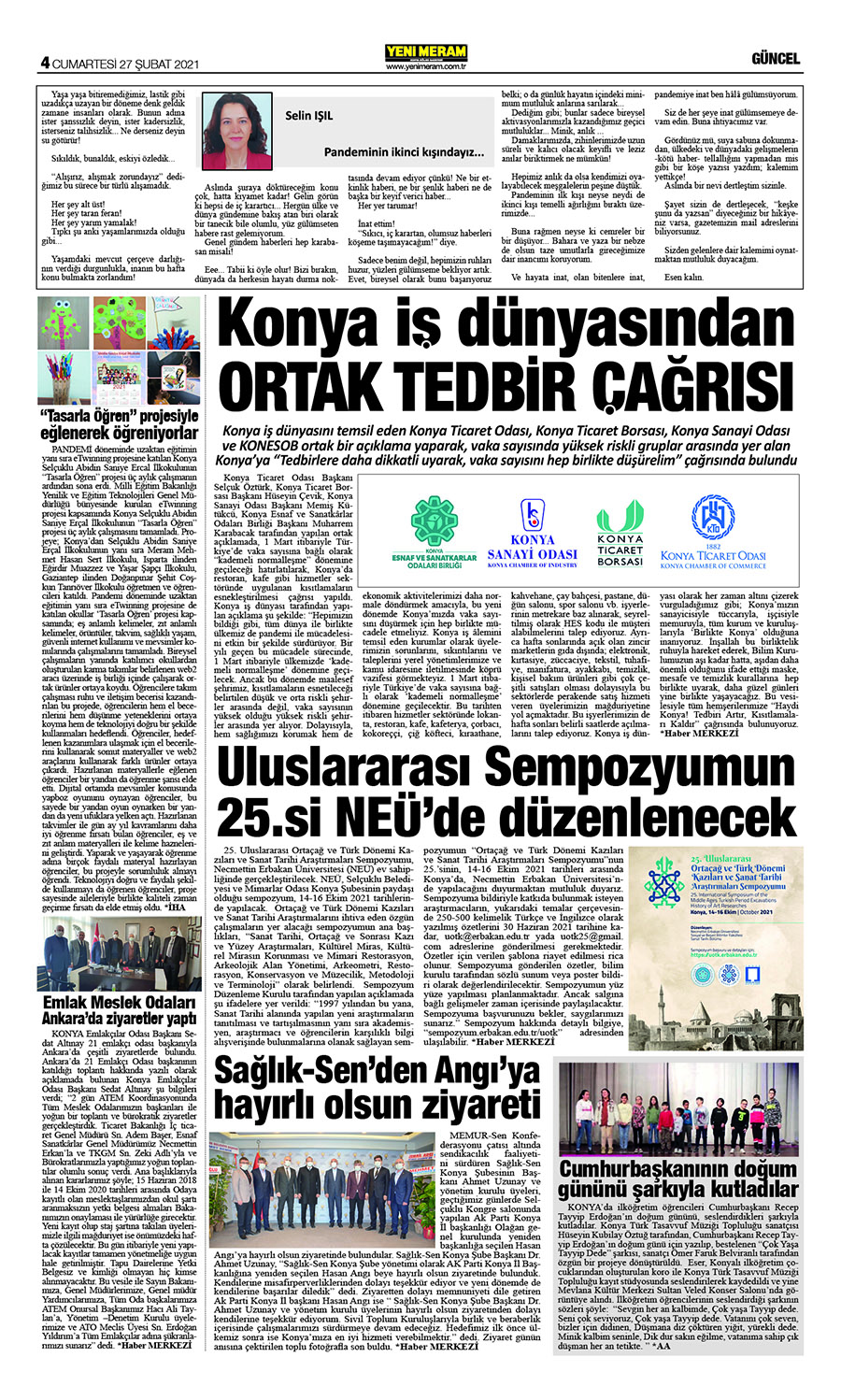 27 Şubat 2021 Yeni Meram Gazetesi