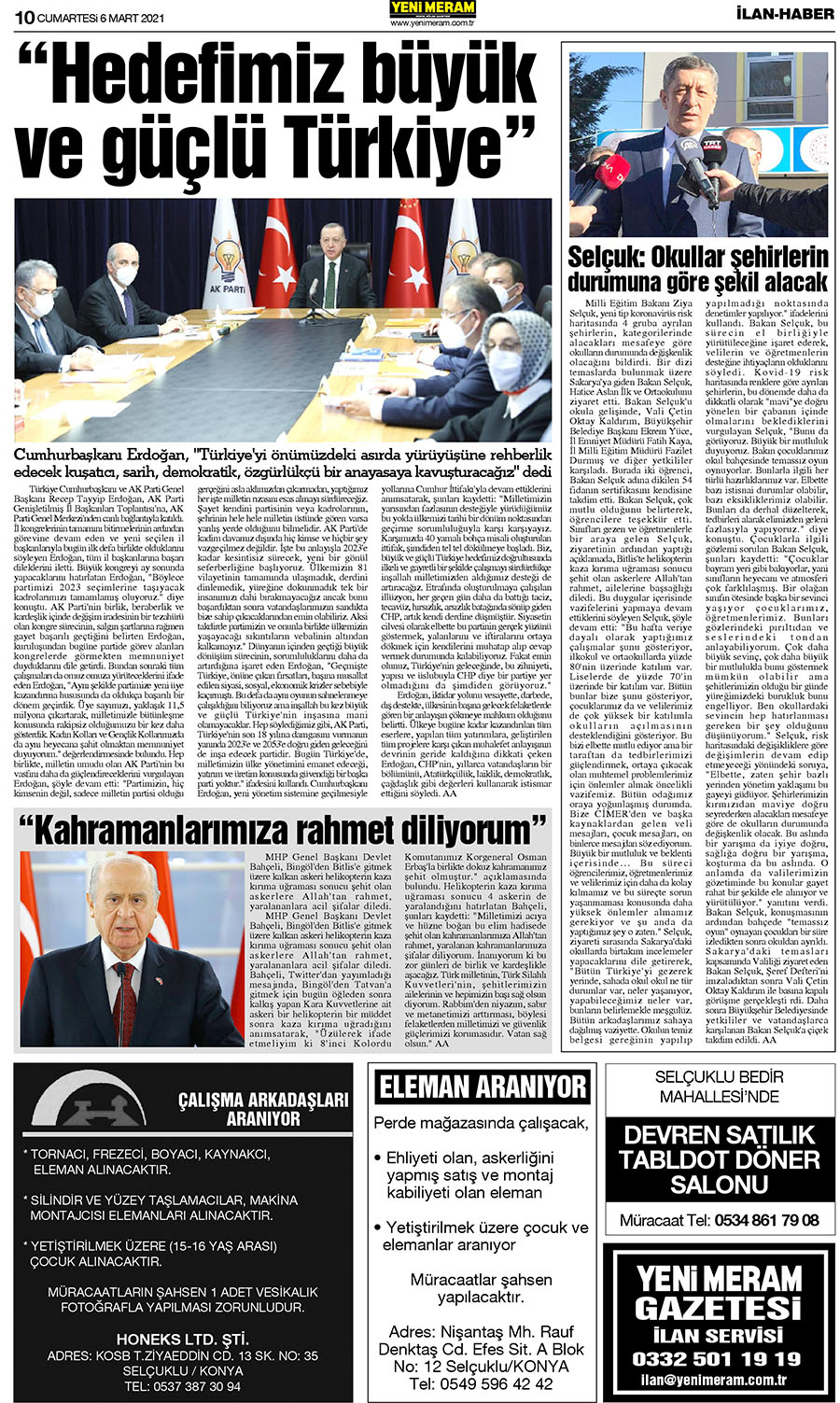 6 Mart 2021 Yeni Meram Gazetesi