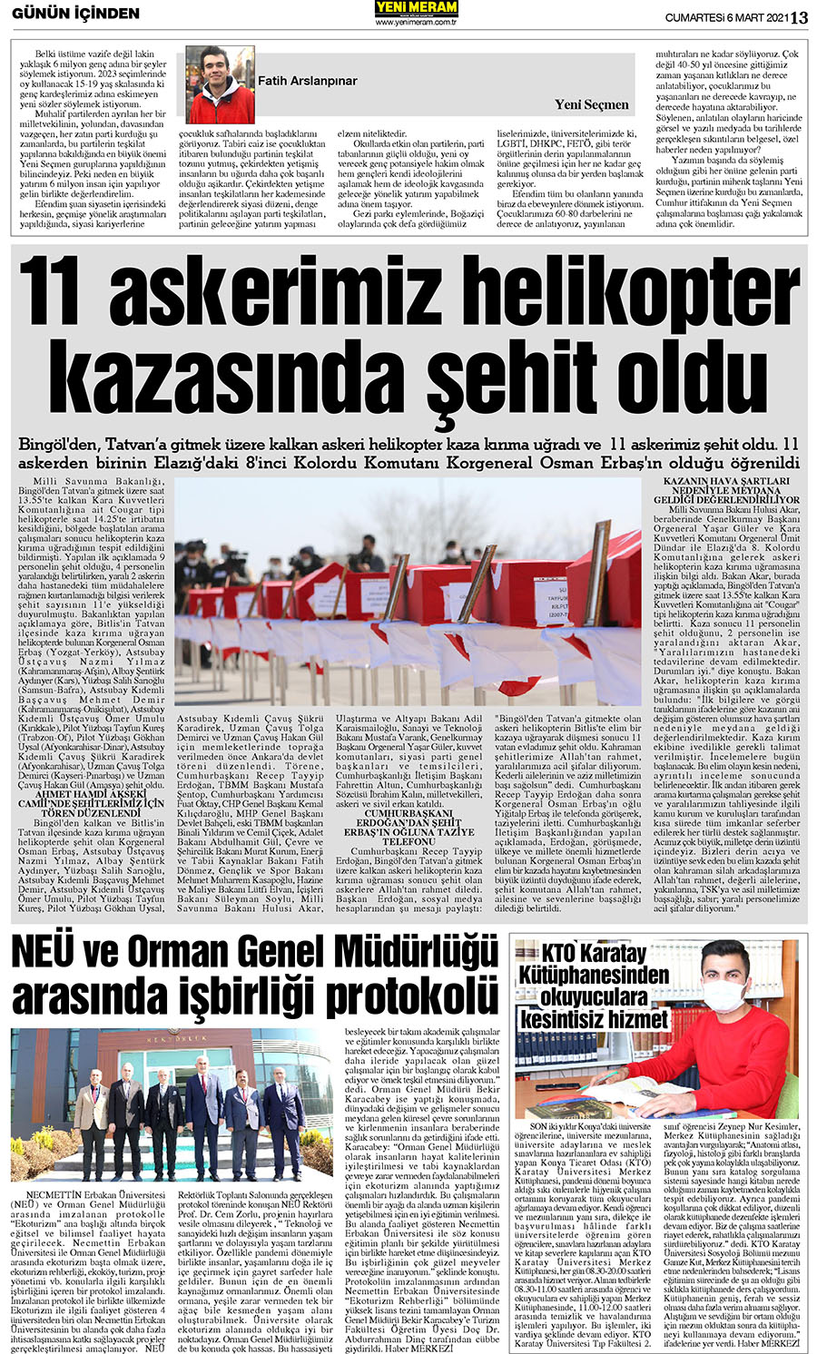 6 Mart 2021 Yeni Meram Gazetesi