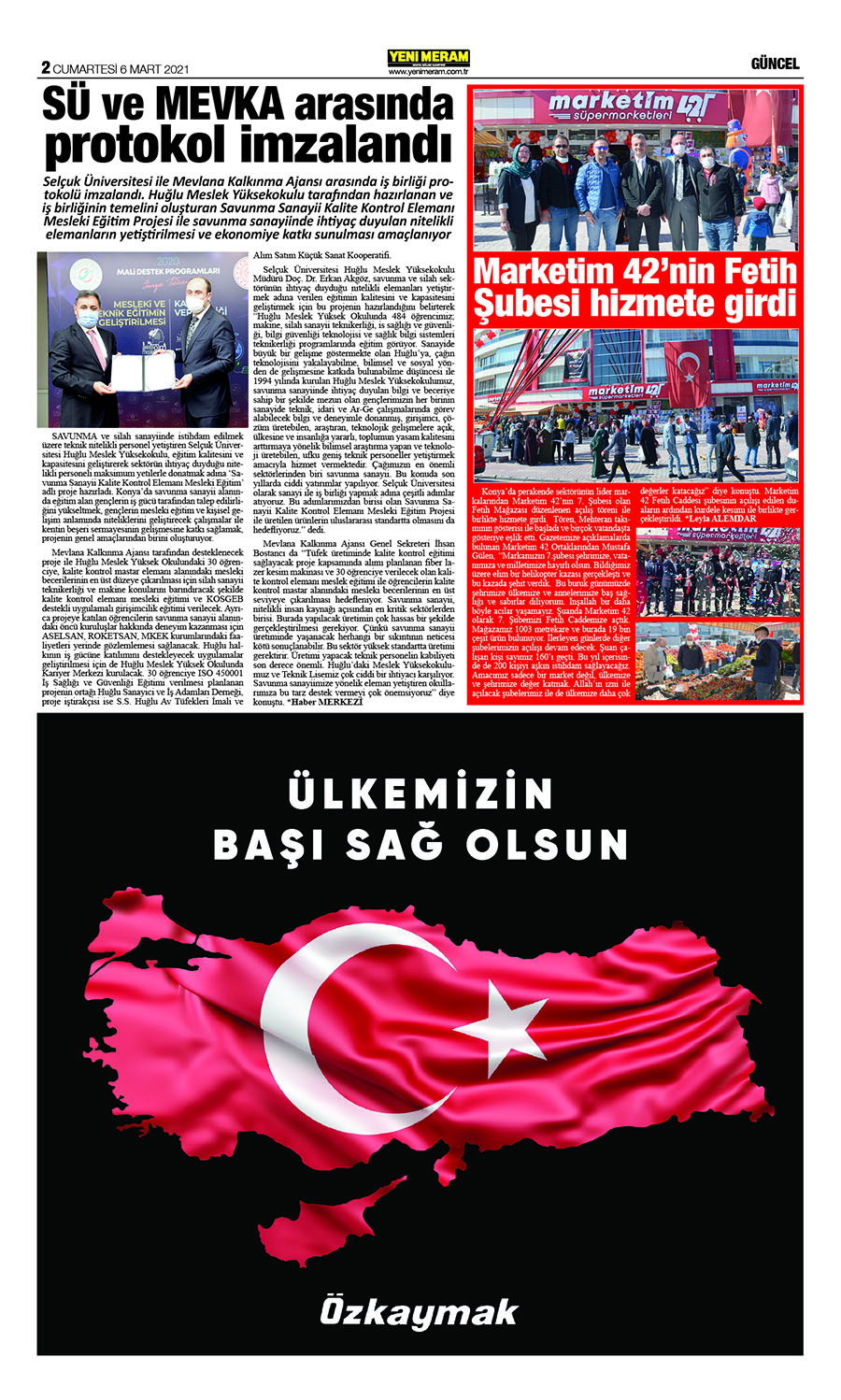 6 Mart 2021 Yeni Meram Gazetesi