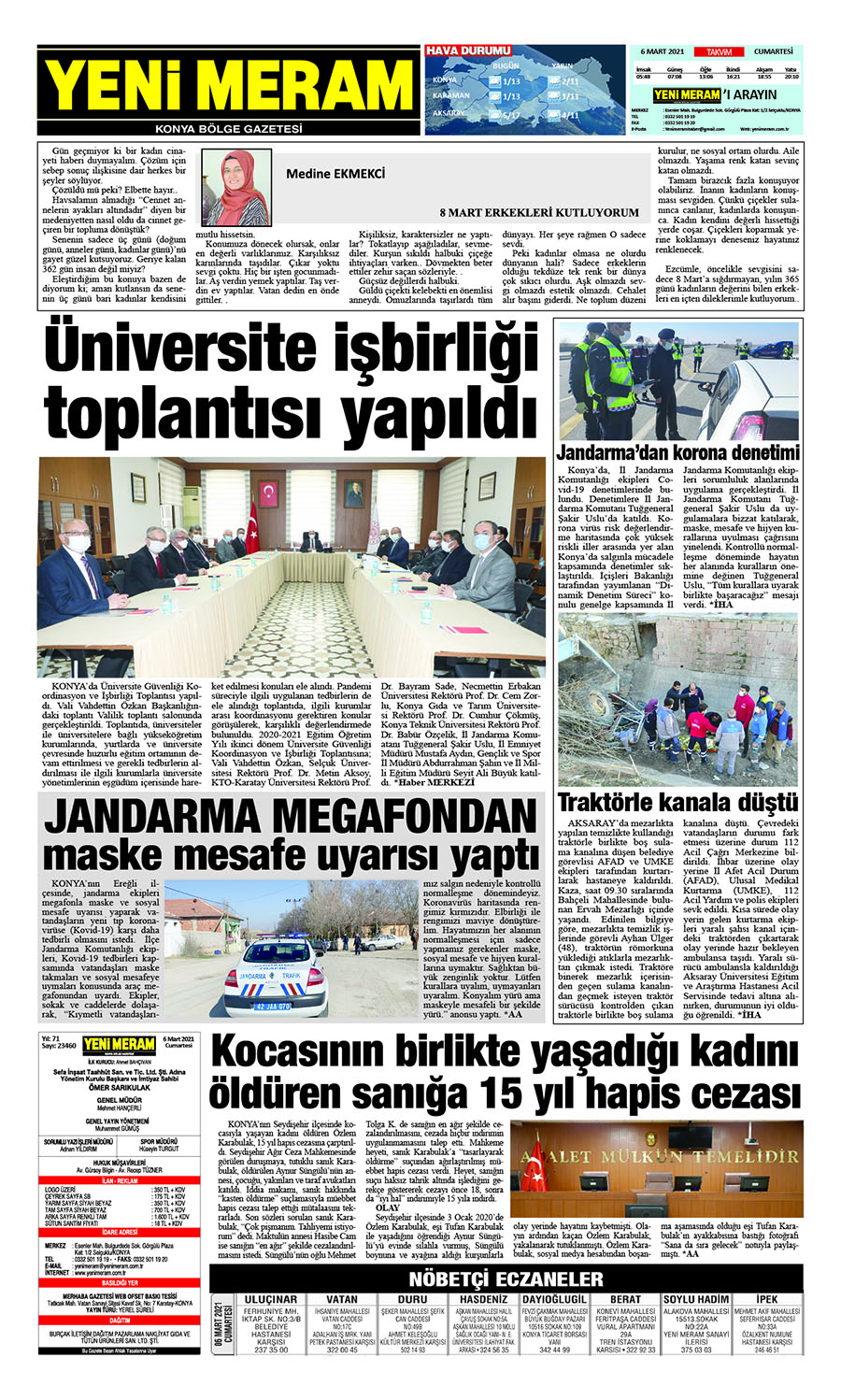 6 Mart 2021 Yeni Meram Gazetesi