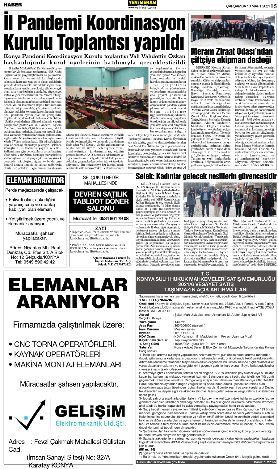 10 Mart 2021 Yeni Meram Gazetesi