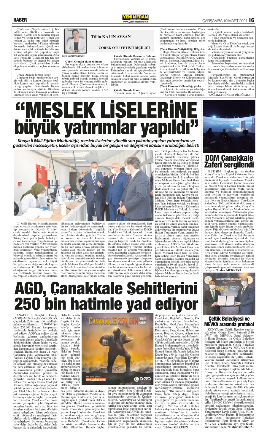 10 Mart 2021 Yeni Meram Gazetesi