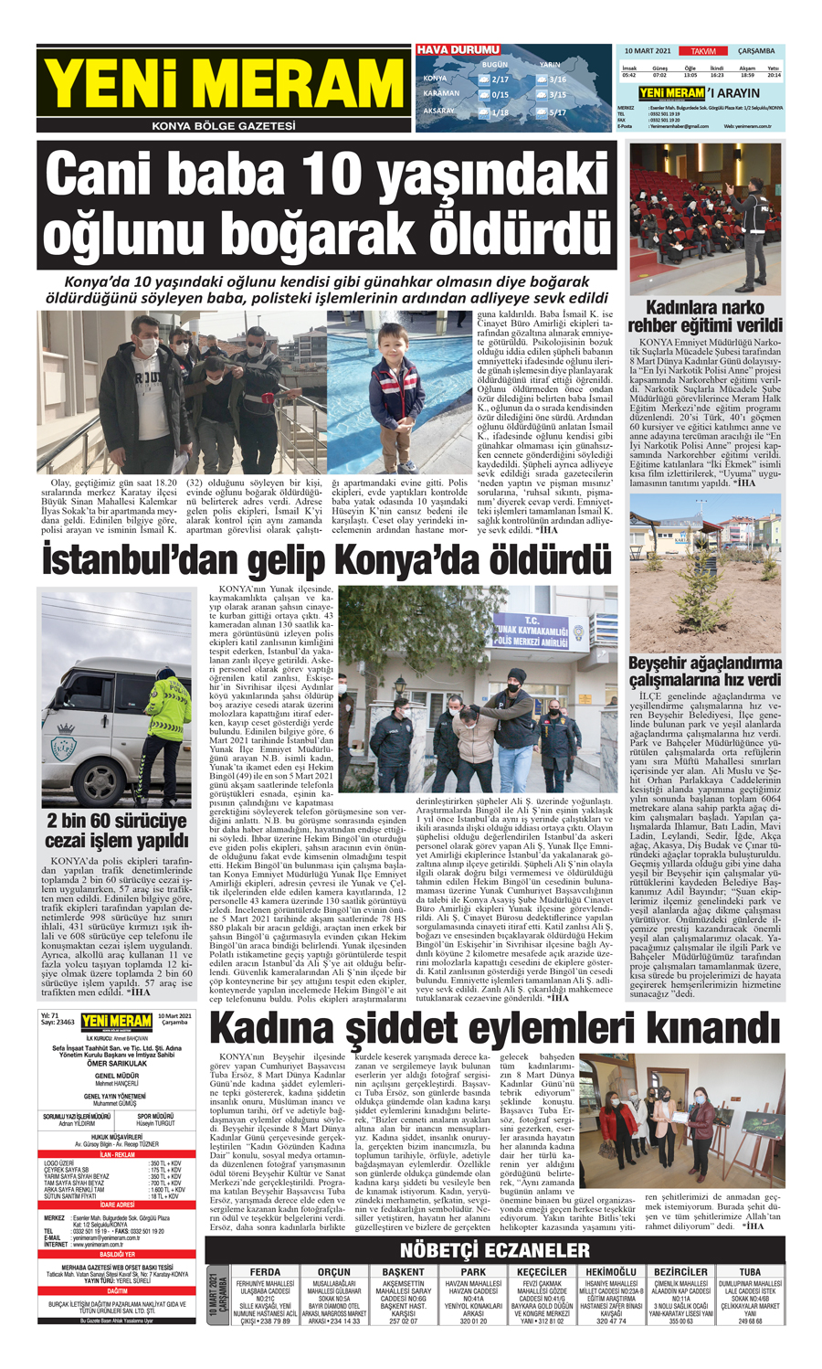 10 Mart 2021 Yeni Meram Gazetesi