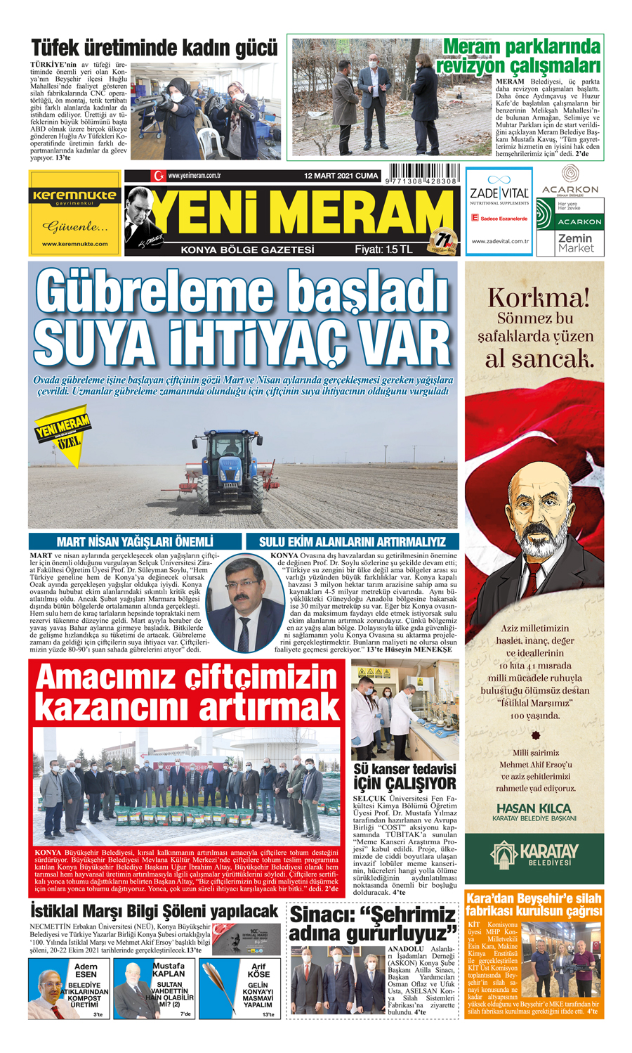 12 Mart 2021 Yeni Meram Gazetesi