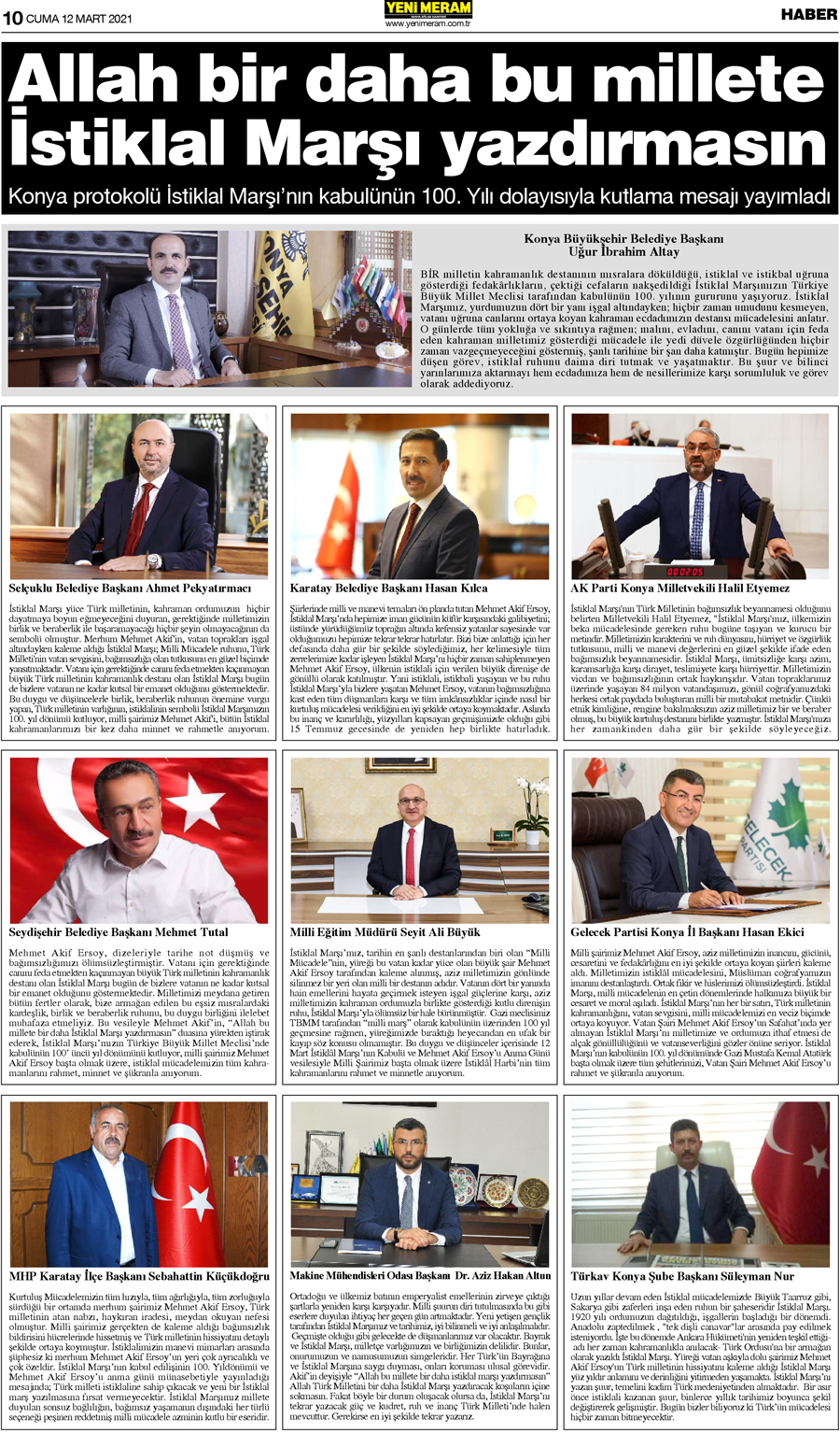 12 Mart 2021 Yeni Meram Gazetesi