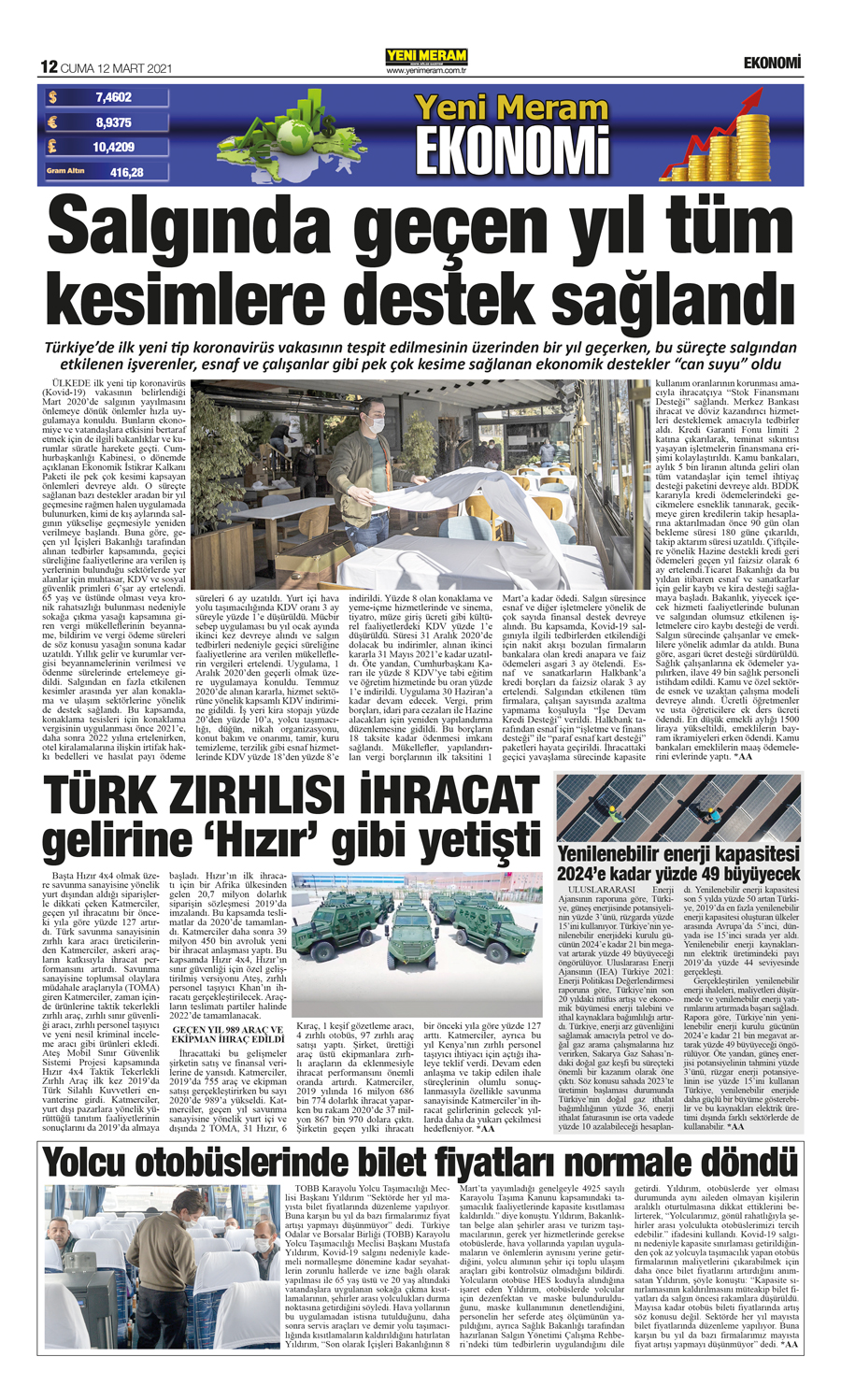 12 Mart 2021 Yeni Meram Gazetesi