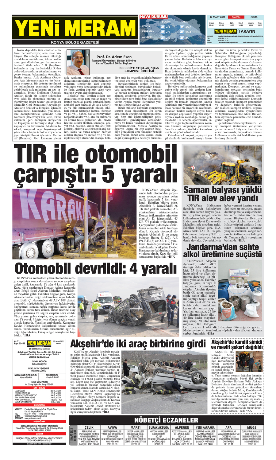 12 Mart 2021 Yeni Meram Gazetesi