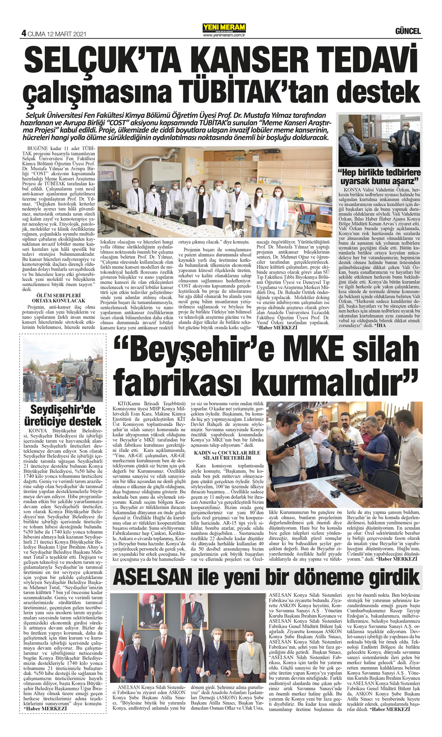 12 Mart 2021 Yeni Meram Gazetesi