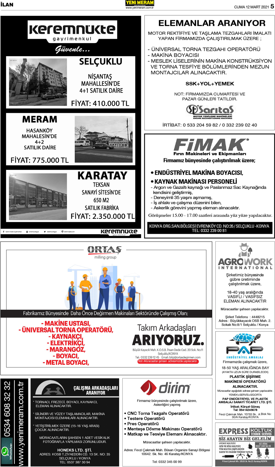 12 Mart 2021 Yeni Meram Gazetesi