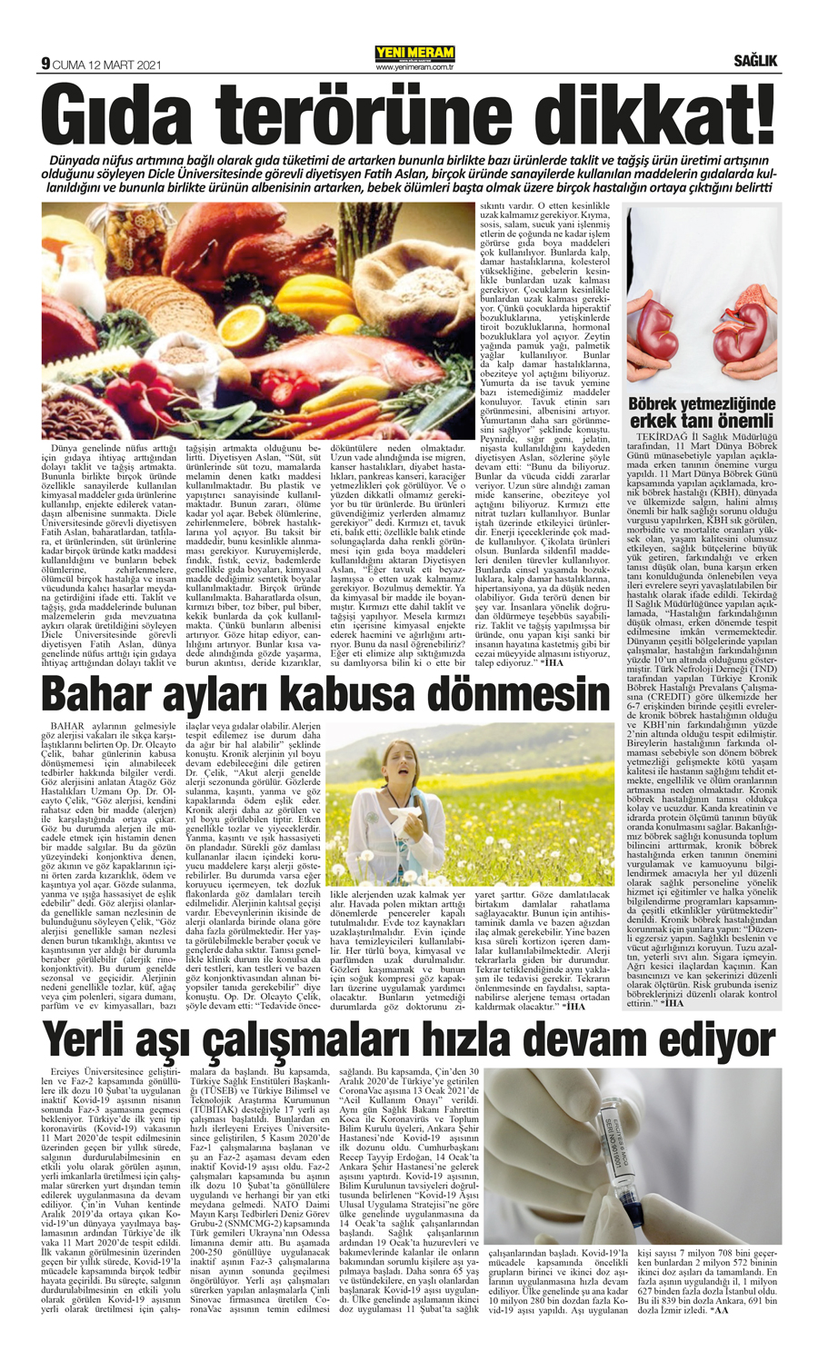 12 Mart 2021 Yeni Meram Gazetesi