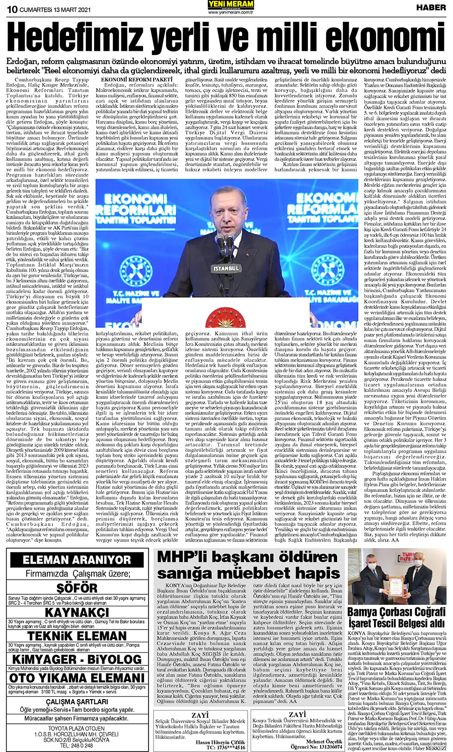 13 Mart 2021 Yeni Meram Gazetesi