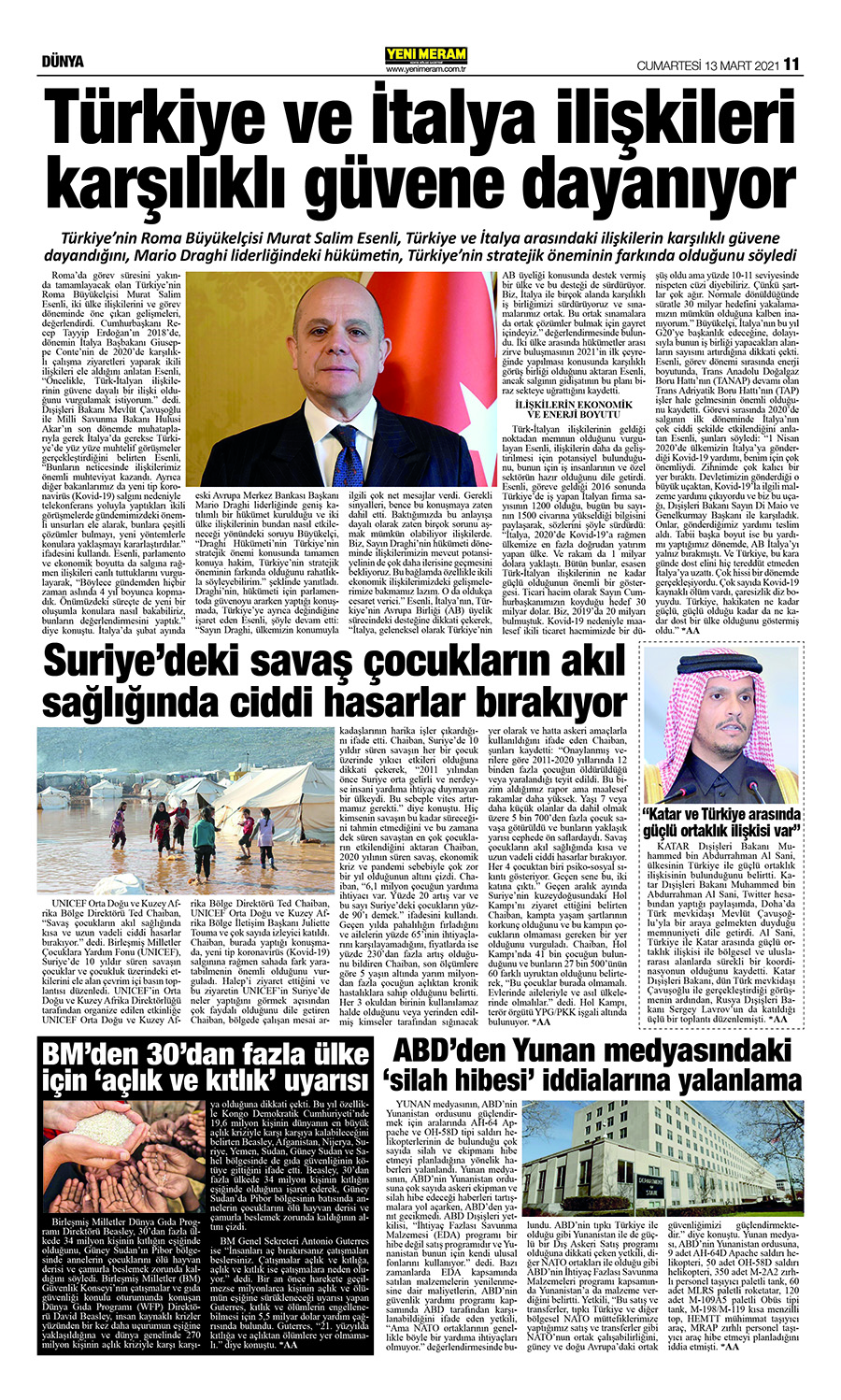 13 Mart 2021 Yeni Meram Gazetesi