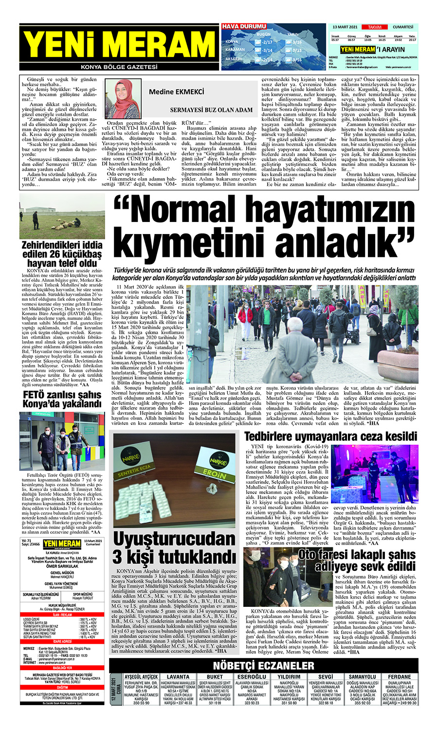 13 Mart 2021 Yeni Meram Gazetesi