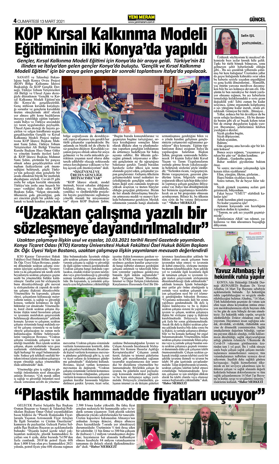 13 Mart 2021 Yeni Meram Gazetesi