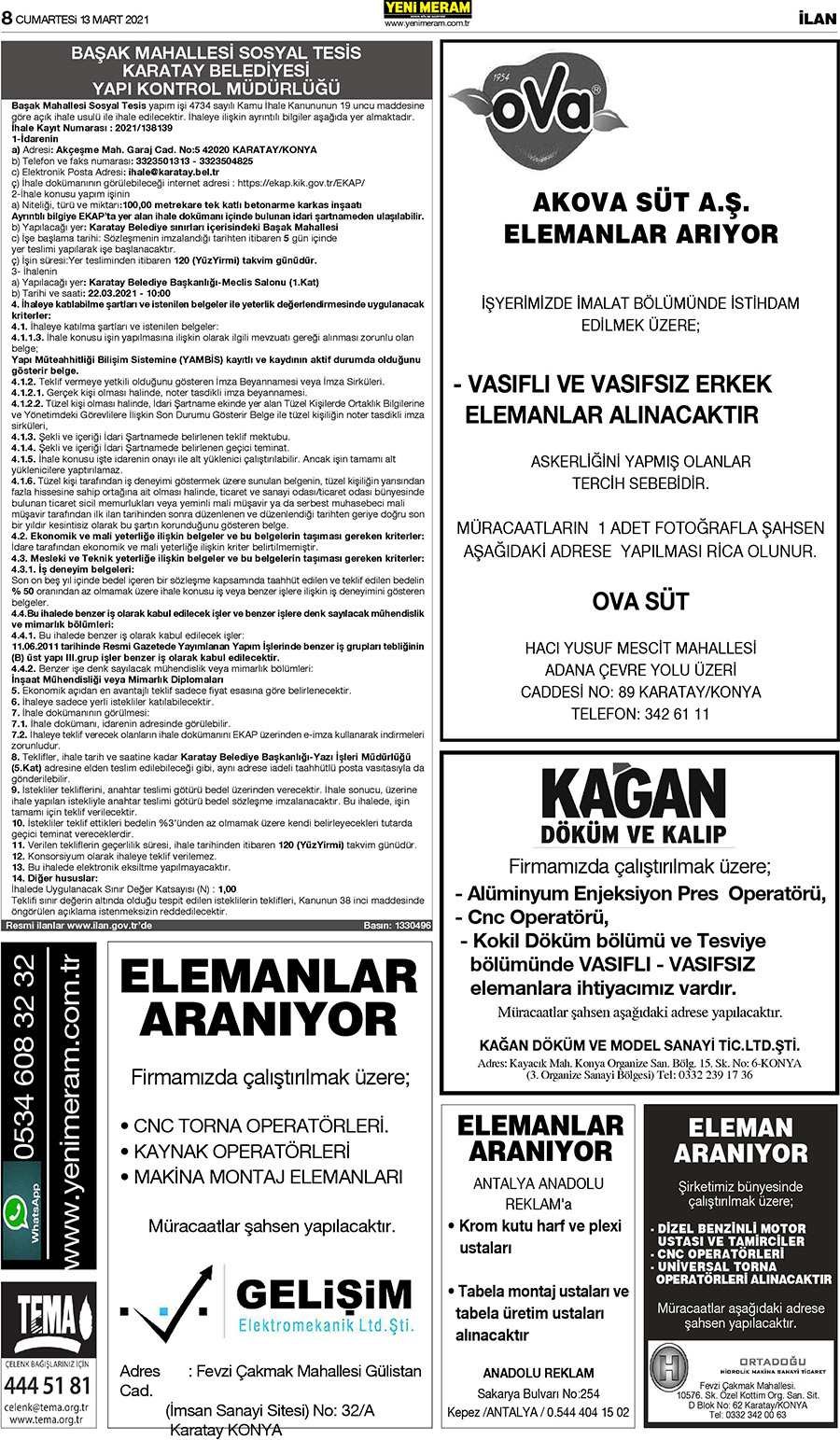 13 Mart 2021 Yeni Meram Gazetesi