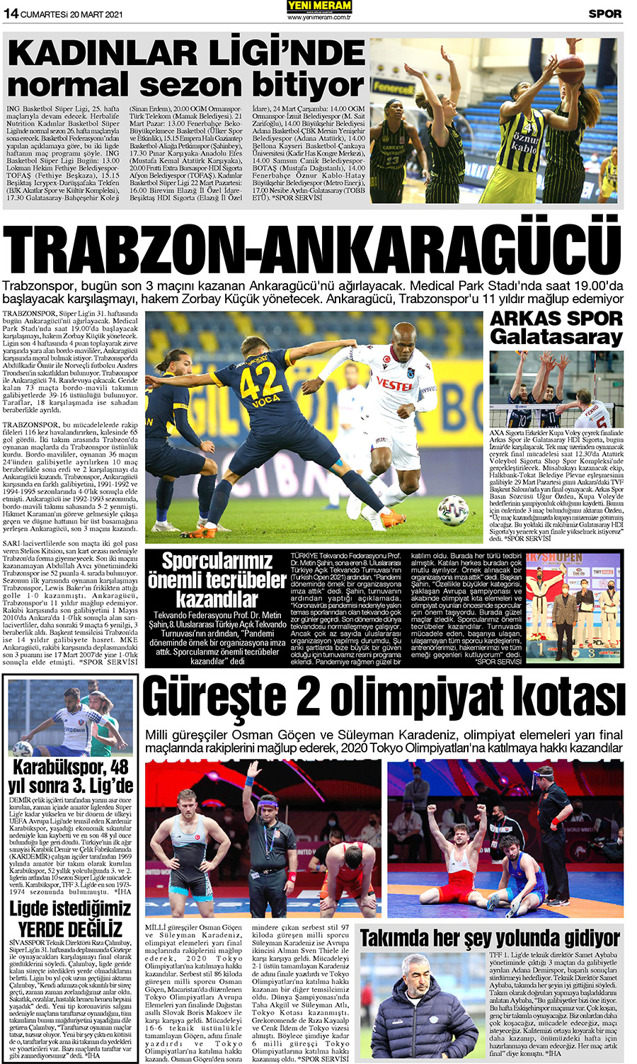 20 Mart 2021 Yeni Meram Gazetesi