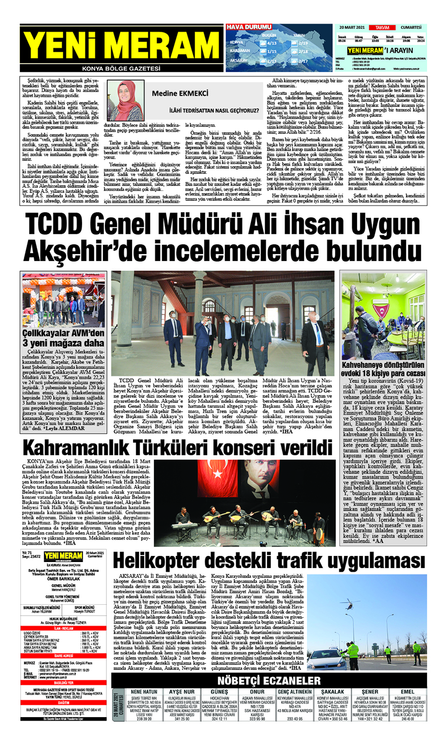 20 Mart 2021 Yeni Meram Gazetesi