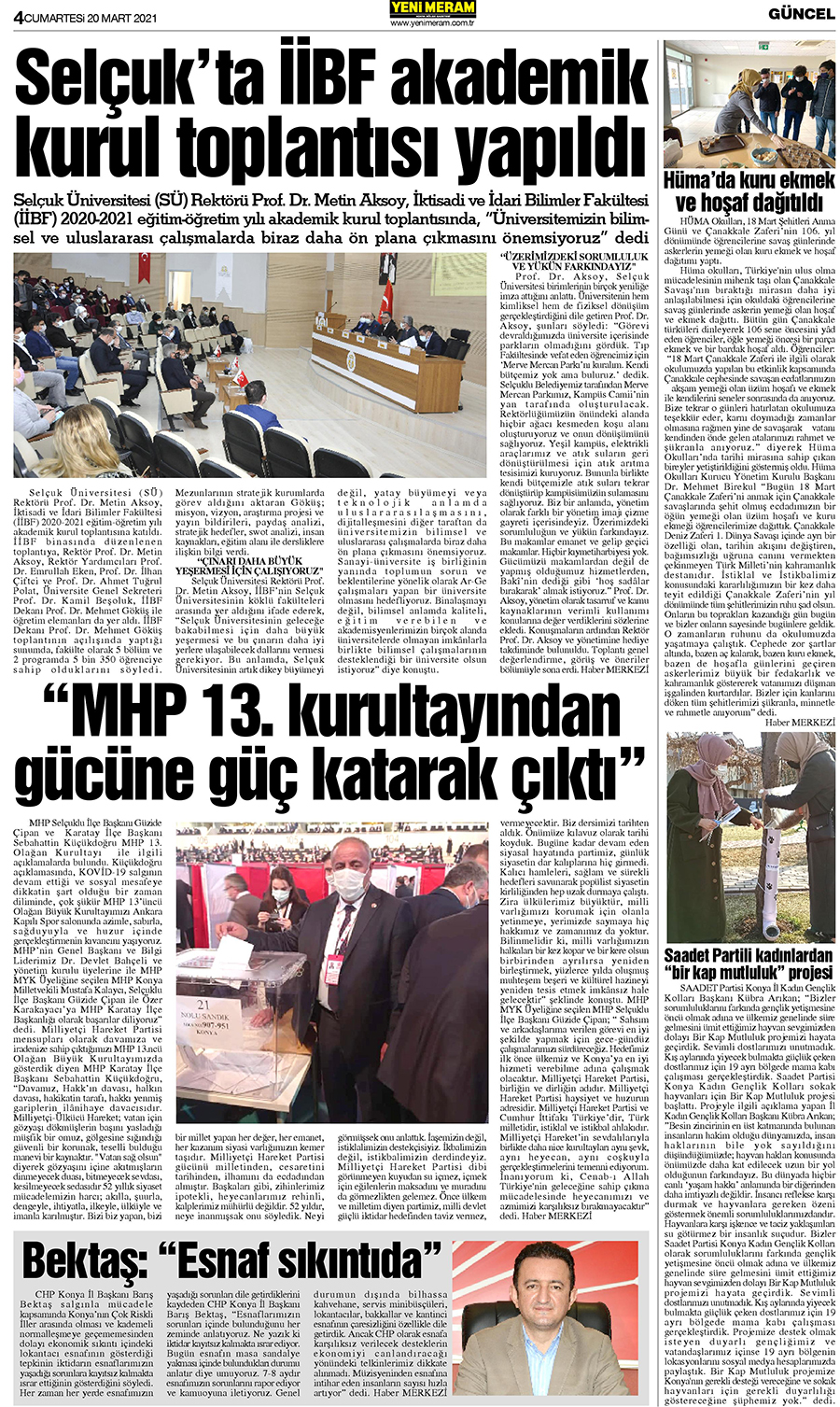 20 Mart 2021 Yeni Meram Gazetesi