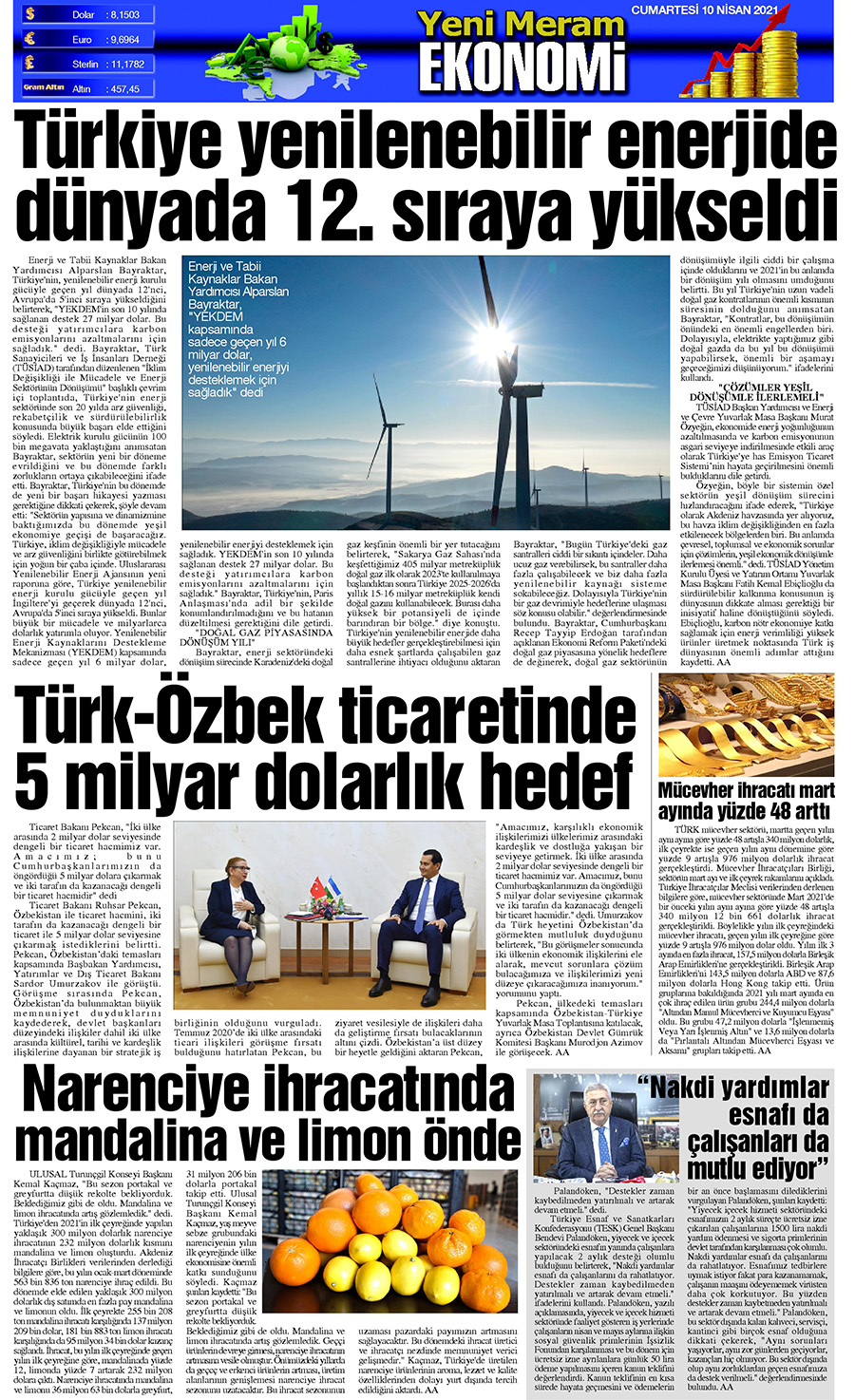 10 Nisan 2021 Yeni Meram Gazetesi