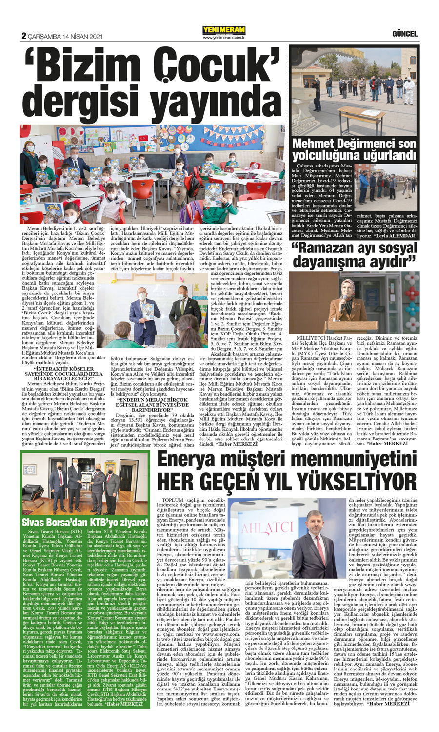 14 Nisan 2021 Yeni Meram Gazetesi