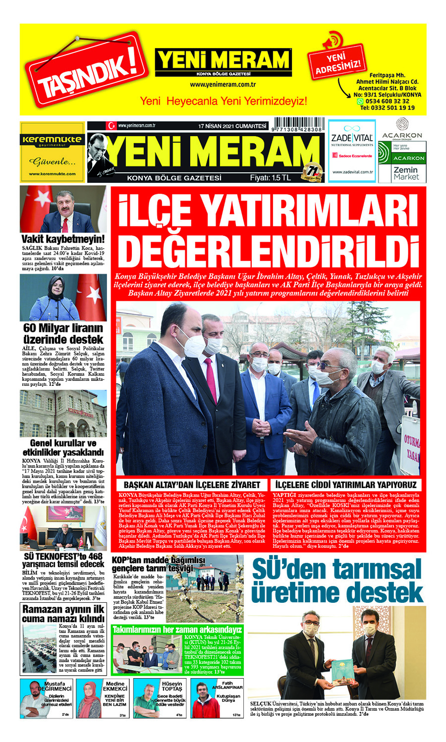 17 Nisan 2021 Yeni Meram Gazetesi