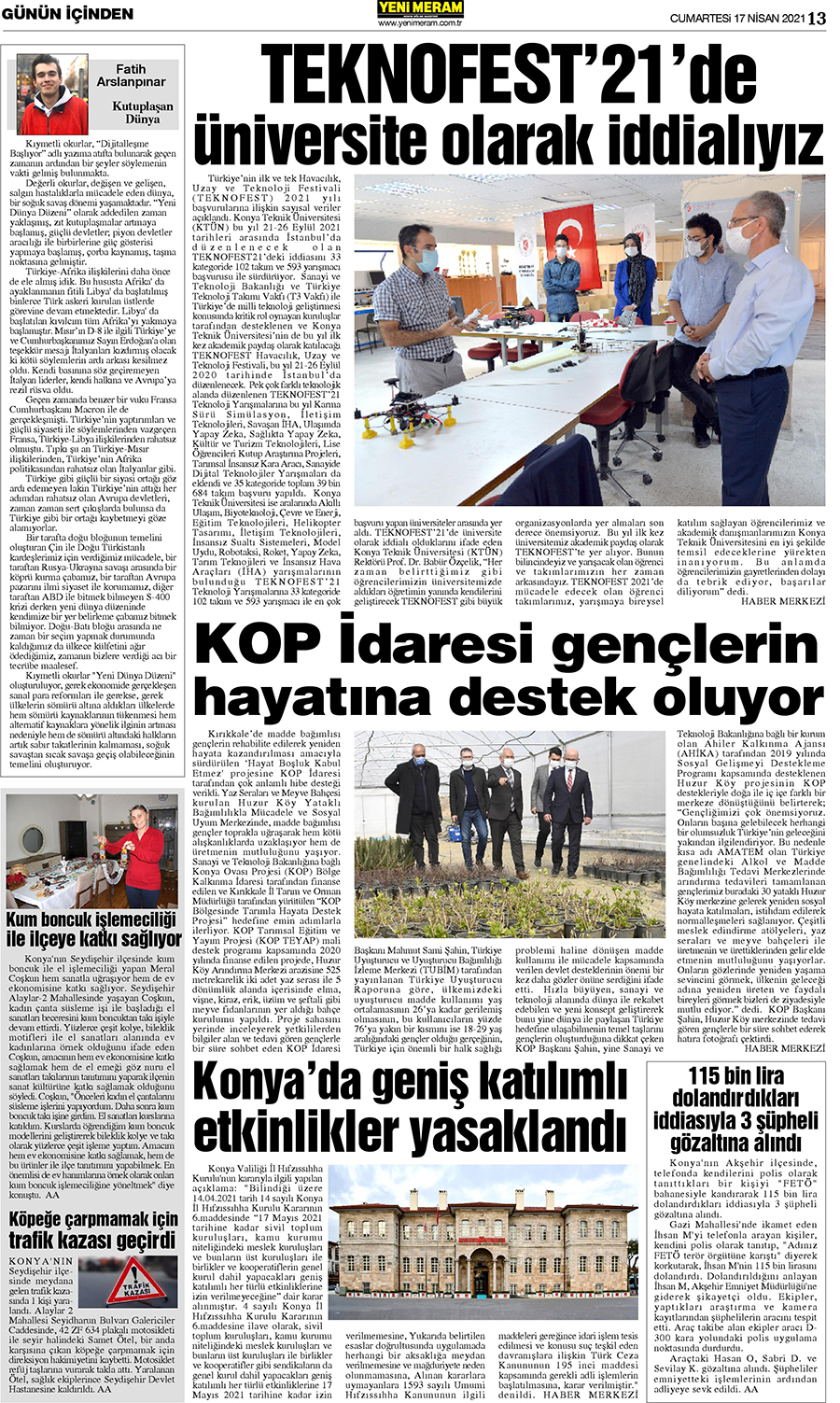 17 Nisan 2021 Yeni Meram Gazetesi