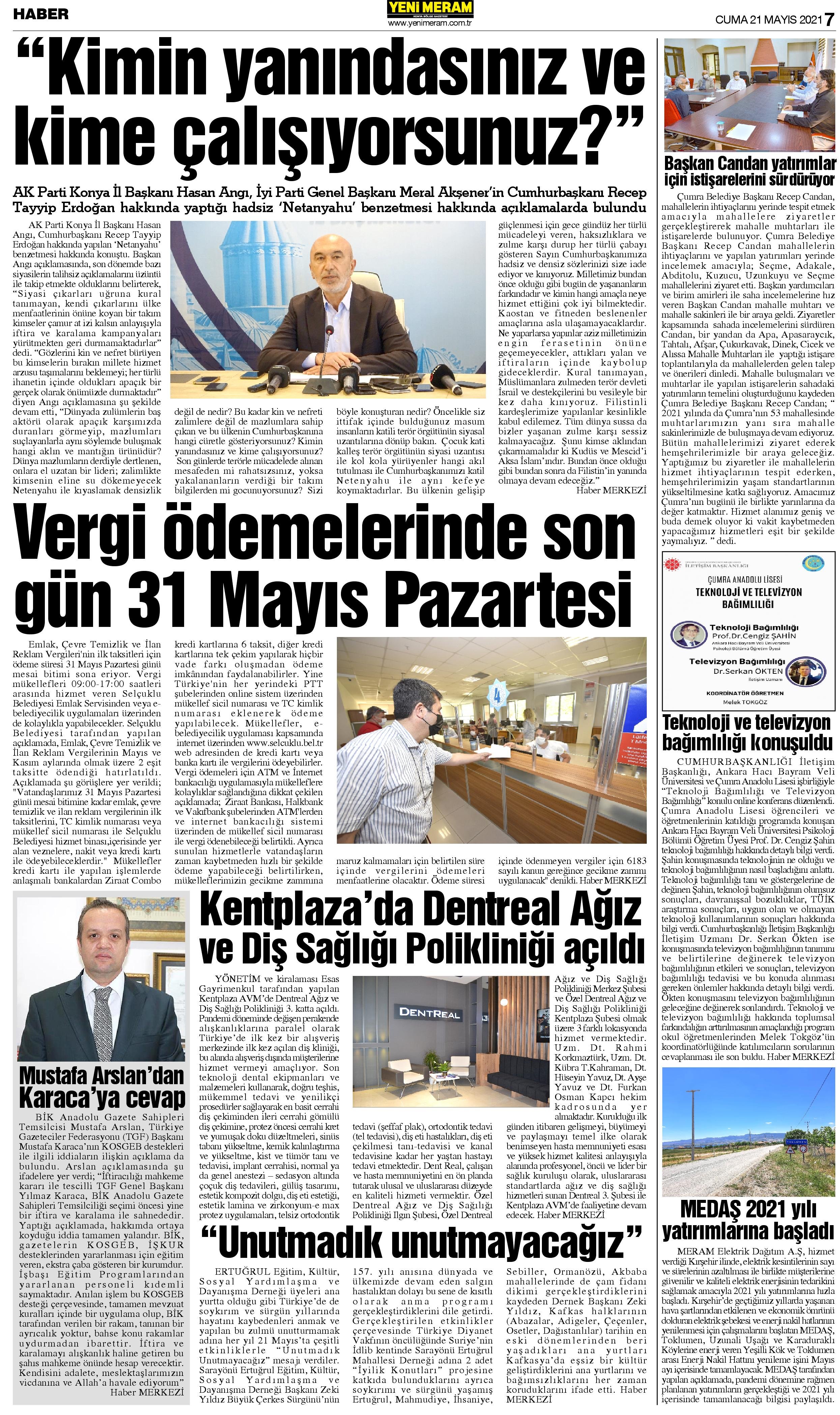 21 Mayıs 2021 Yeni Meram Gazetesi
