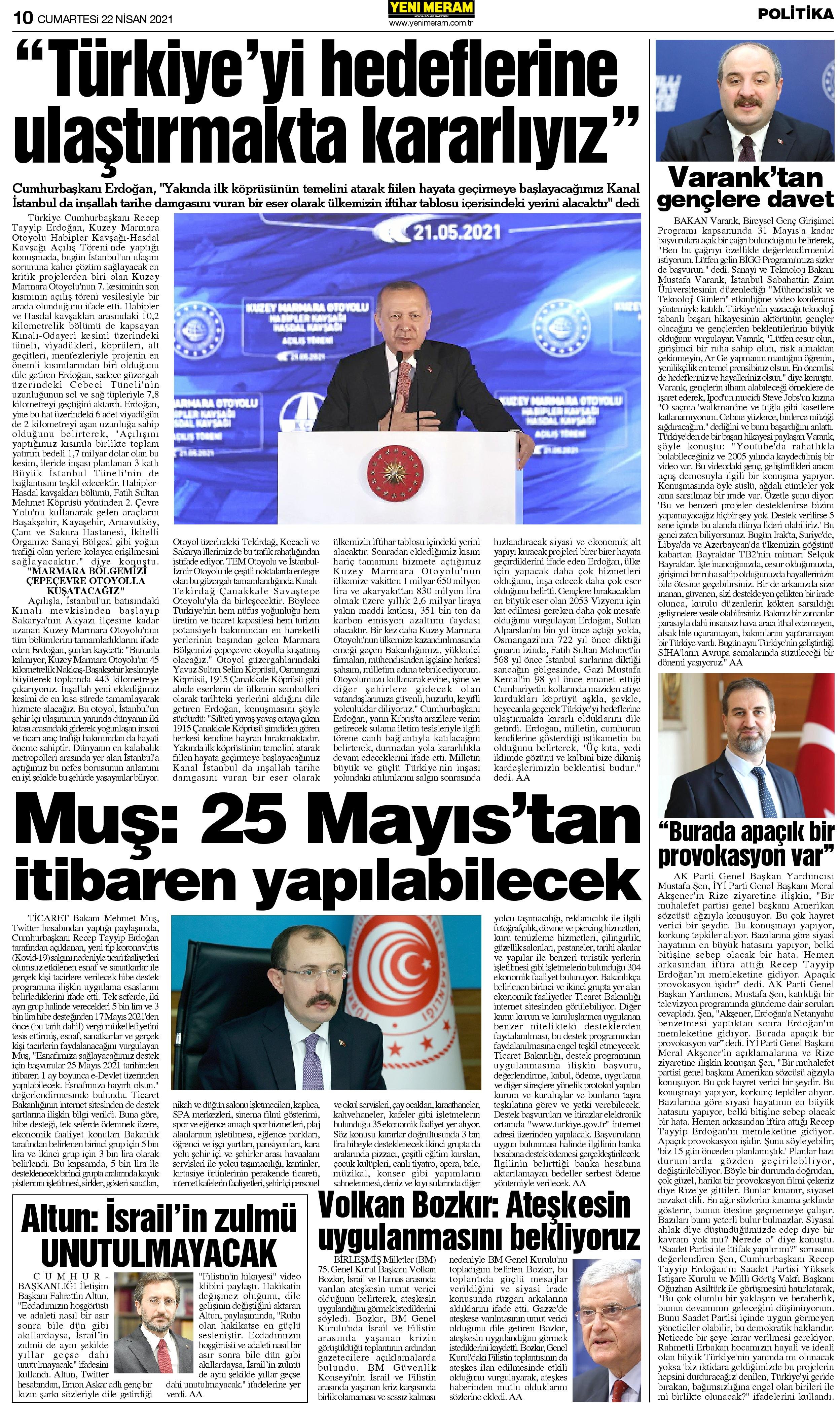 22 Mayıs 2021 Yeni Meram Gazetesi
