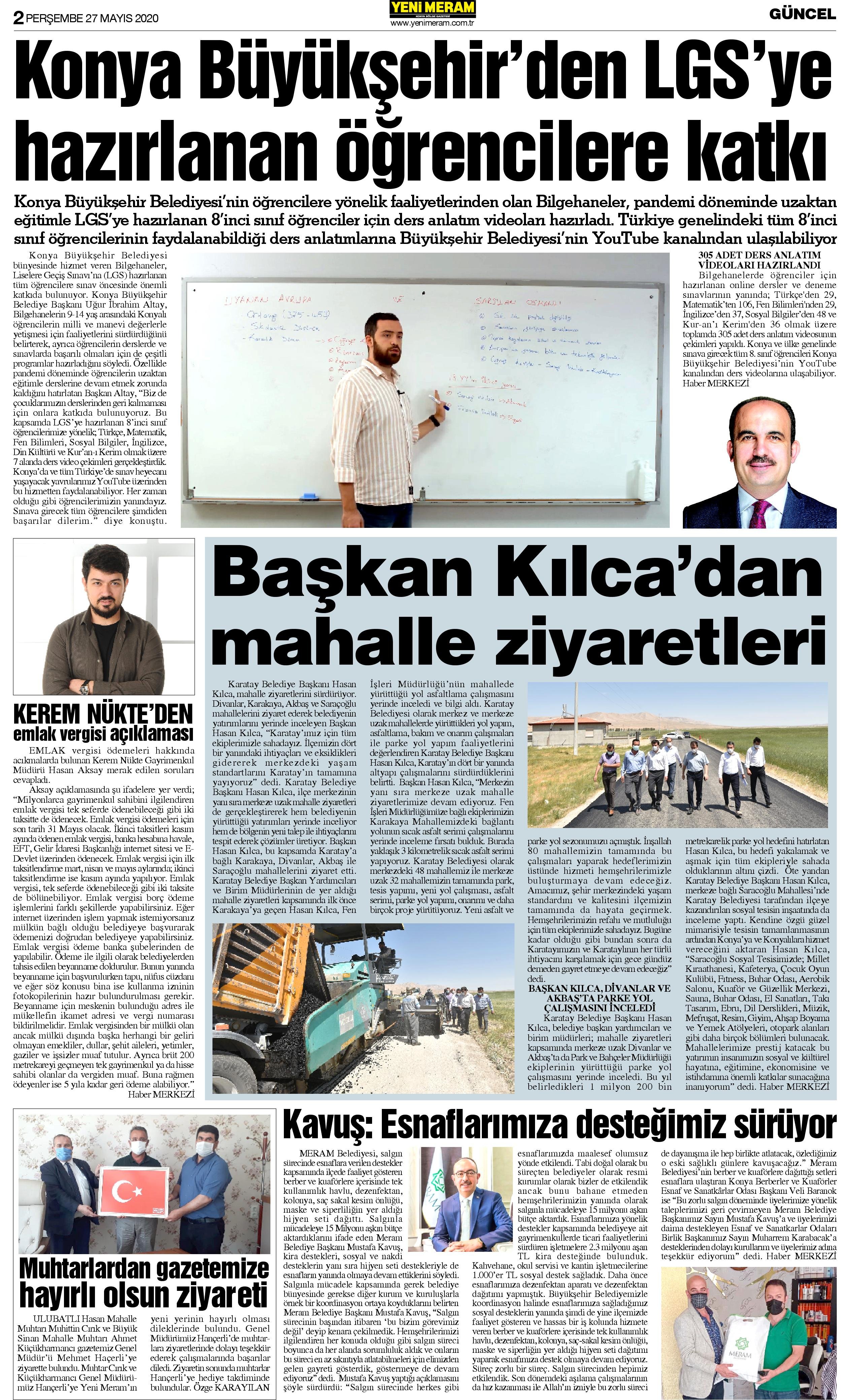 27 Mayıs 2021 Yeni Meram Gazetesi