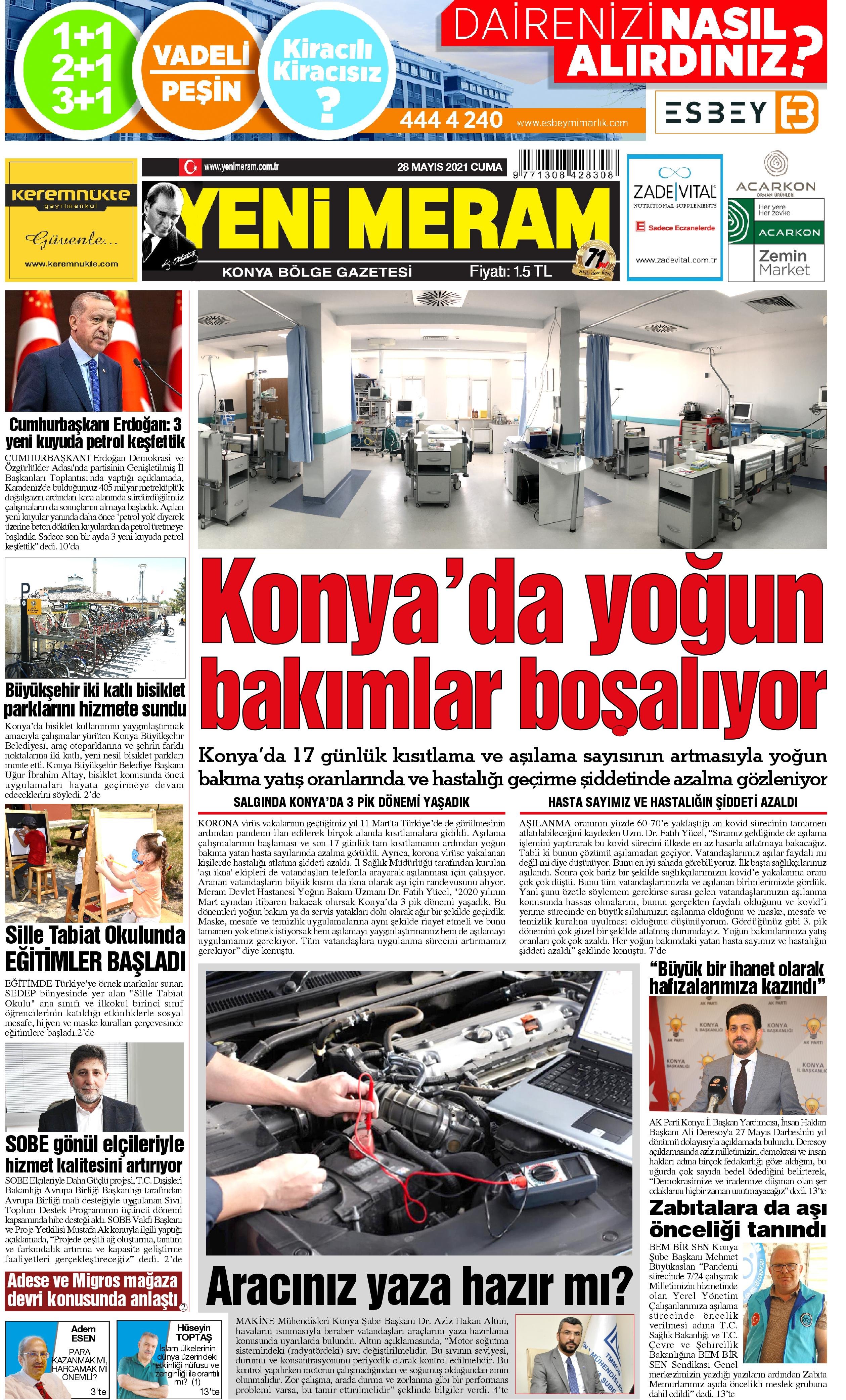 28 Mayıs 2021 Yeni Meram Gazetesi
