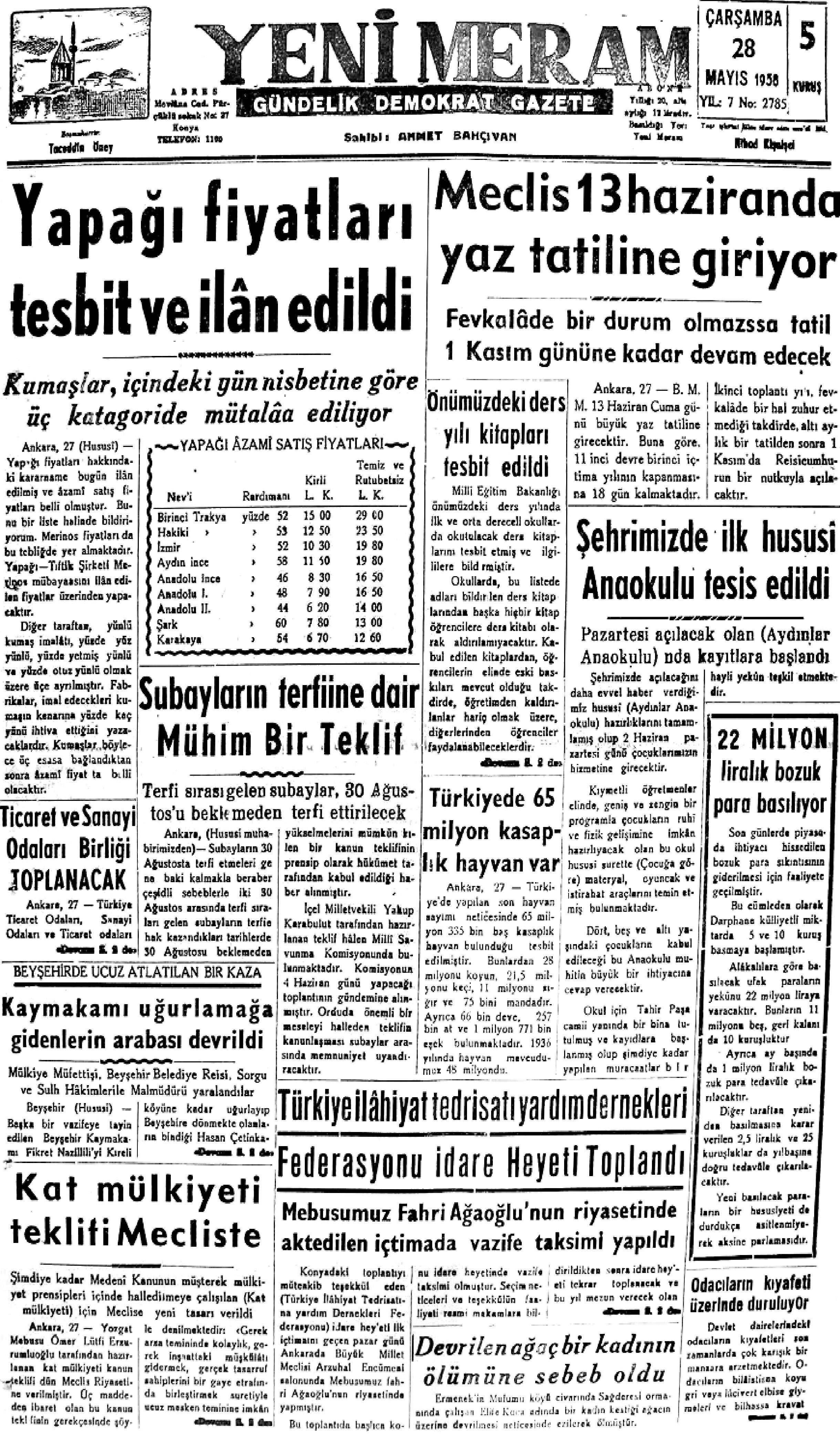 28 Mayıs 2021 Yeni Meram Gazetesi
