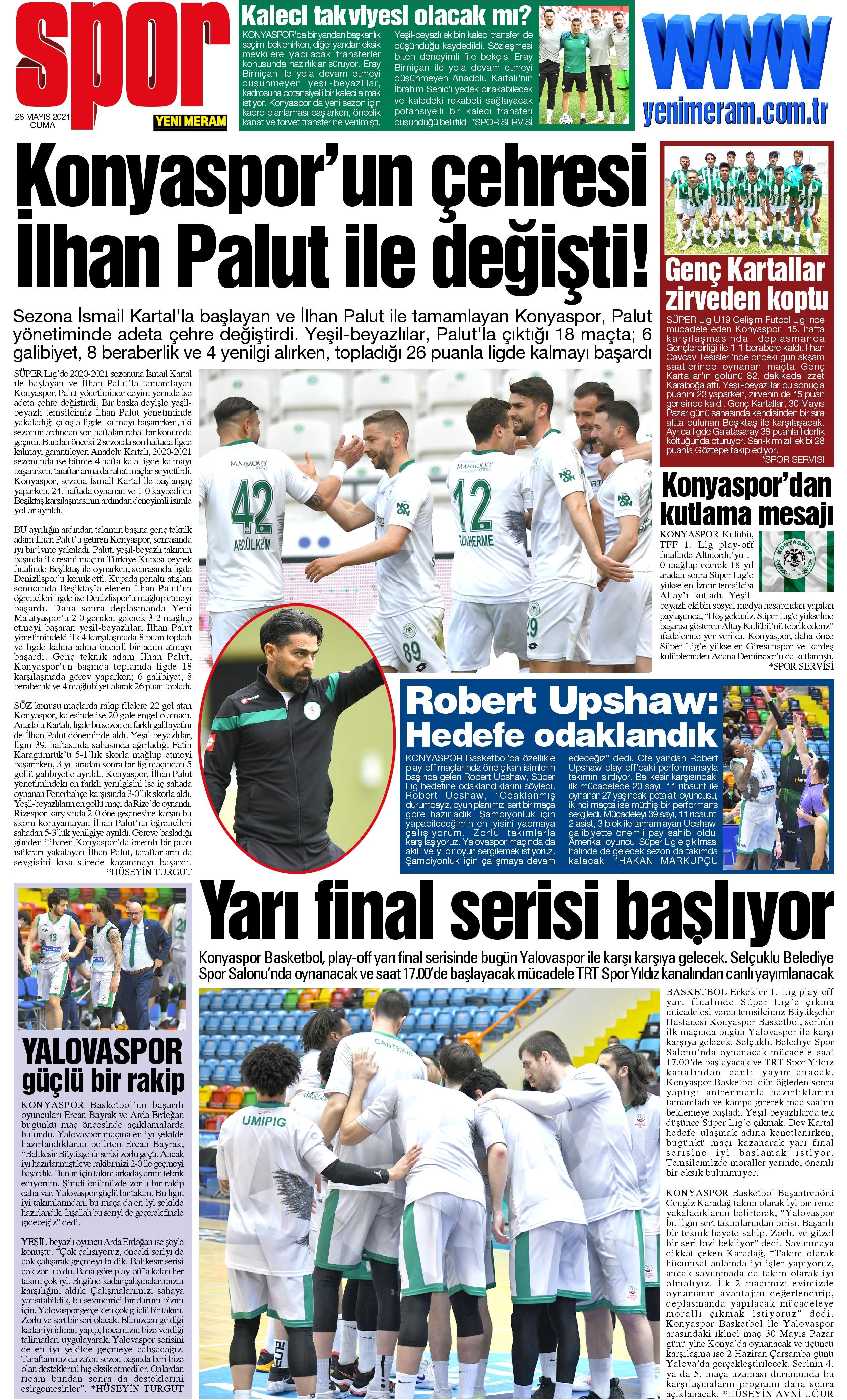 28 Mayıs 2021 Yeni Meram Gazetesi
