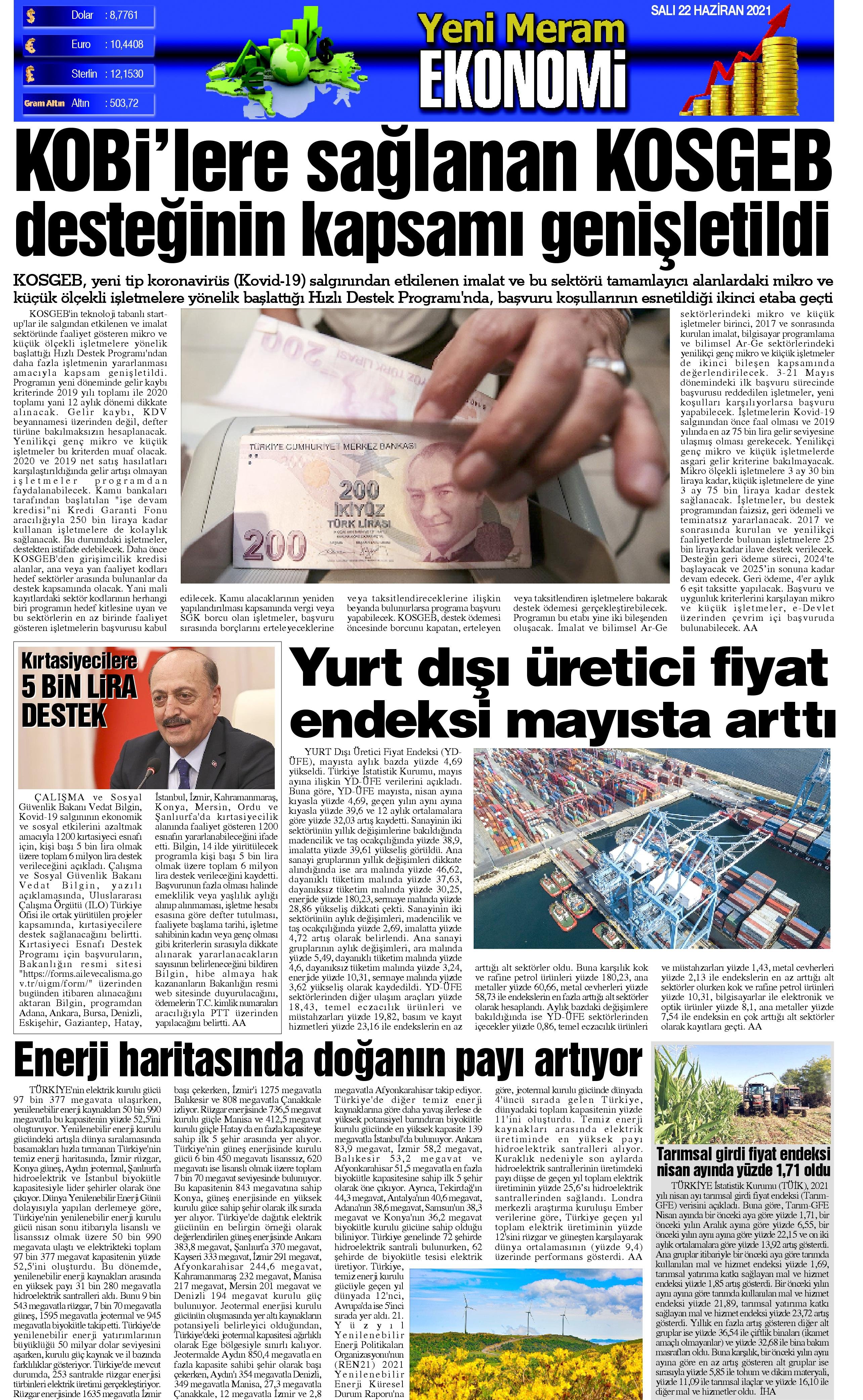 22 Haziran 2021 Yeni Meram Gazetesi