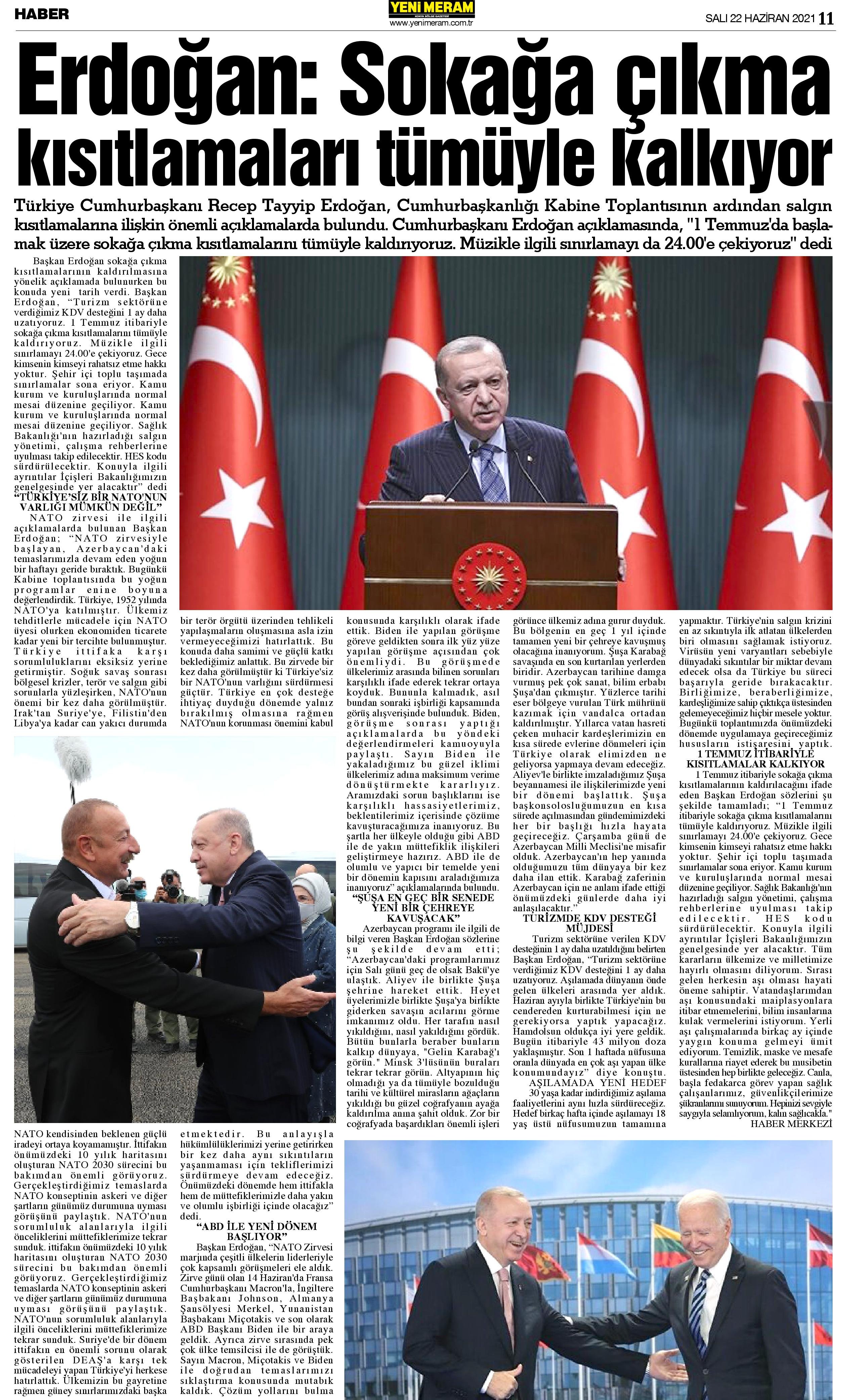 22 Haziran 2021 Yeni Meram Gazetesi