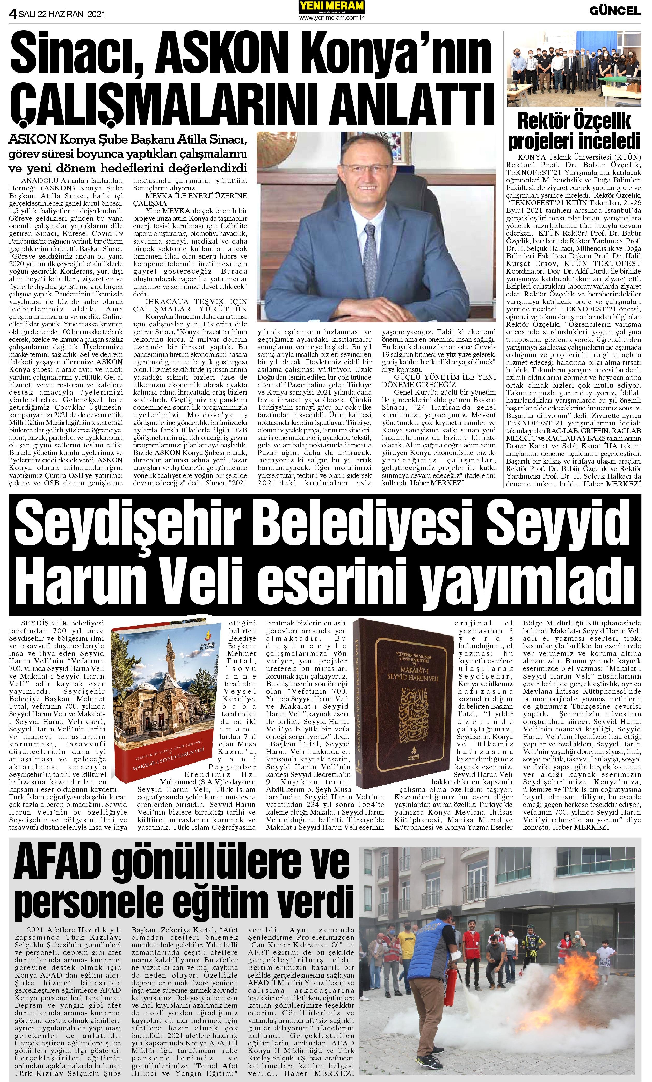 22 Haziran 2021 Yeni Meram Gazetesi