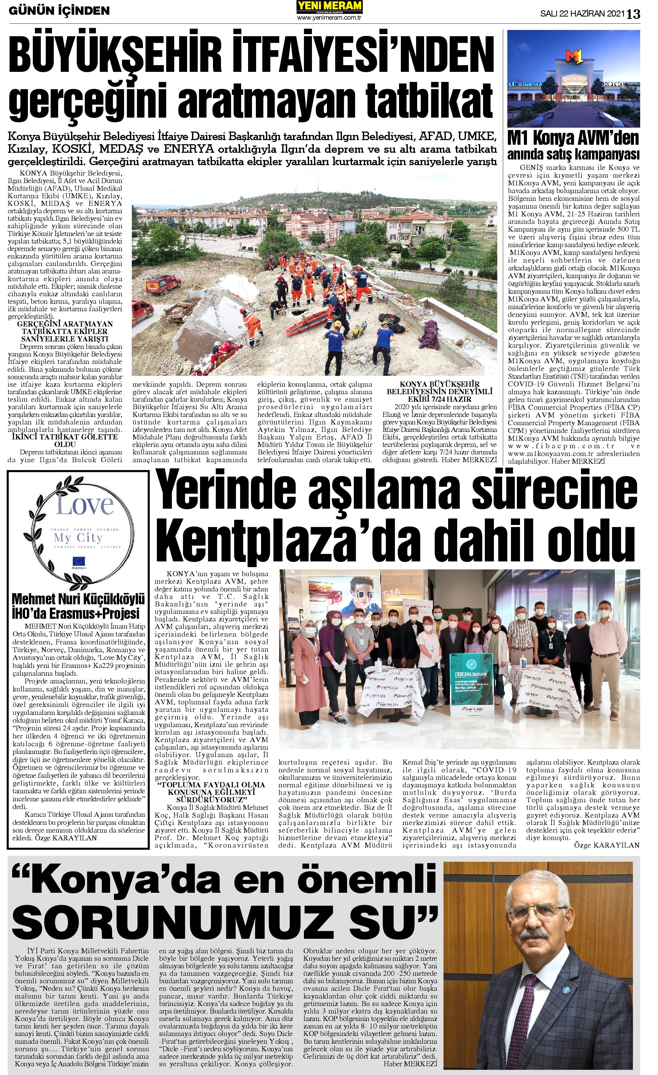 22 Haziran 2021 Yeni Meram Gazetesi