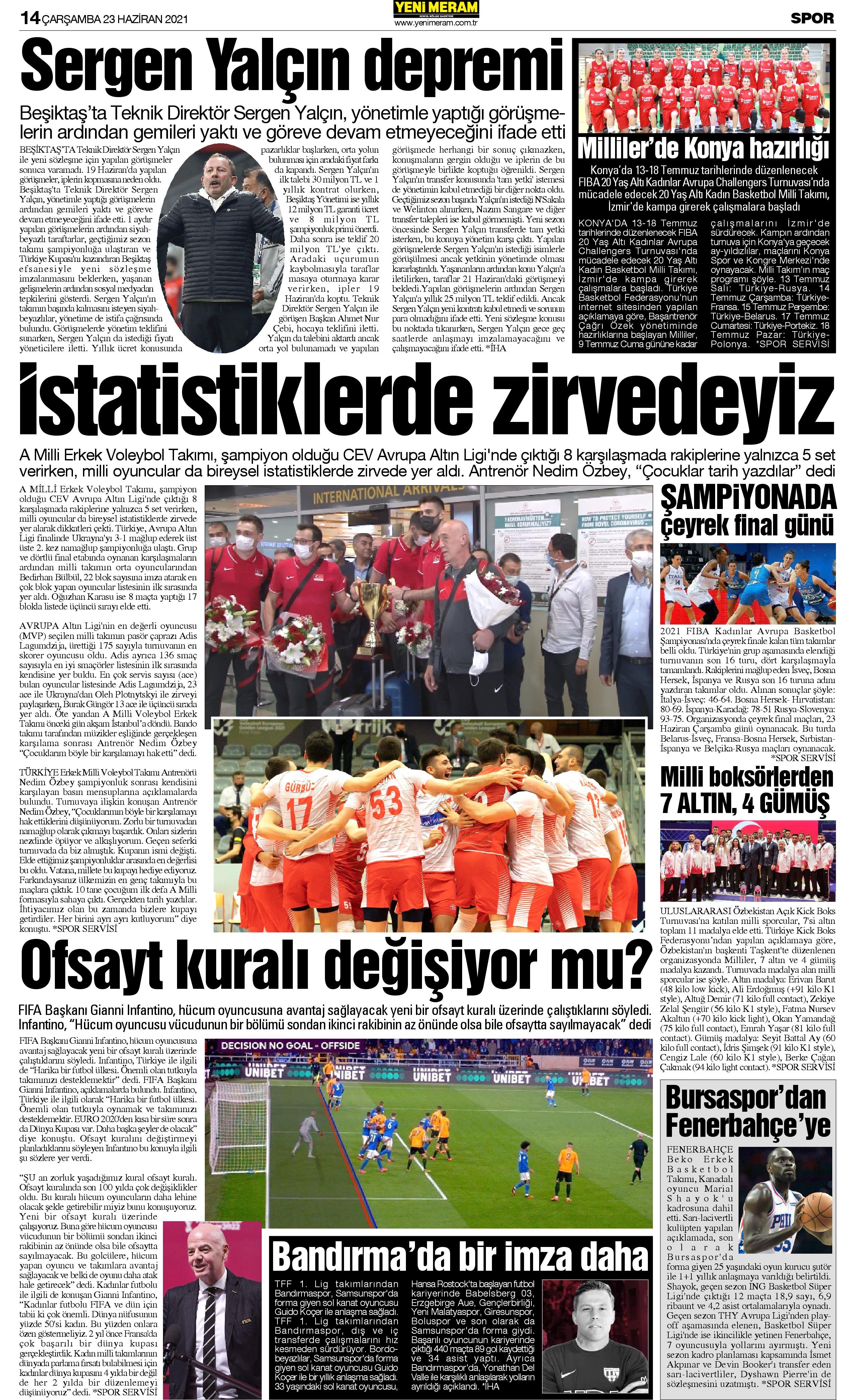 23 Haziran 2021 Yeni Meram Gazetesi