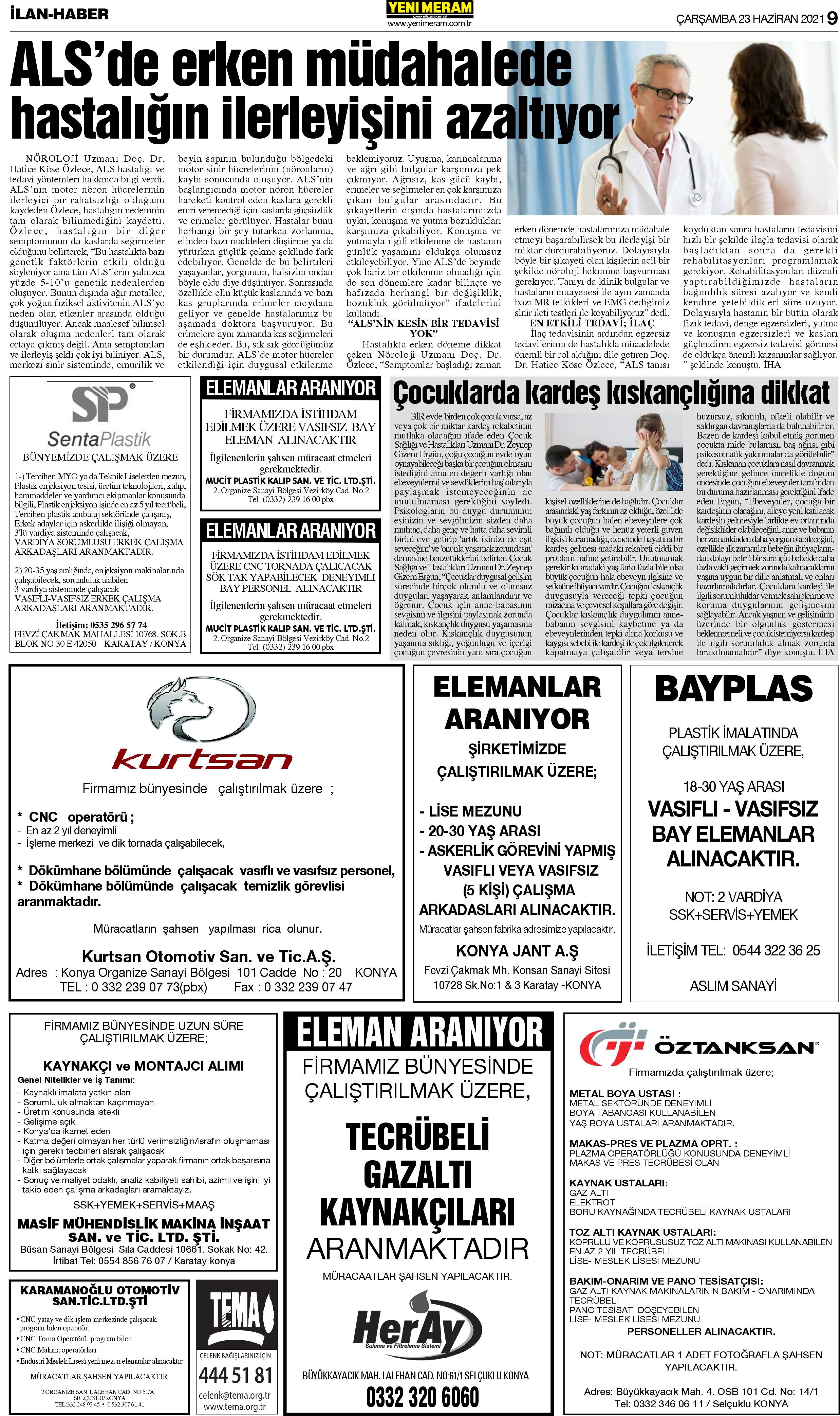 23 Haziran 2021 Yeni Meram Gazetesi