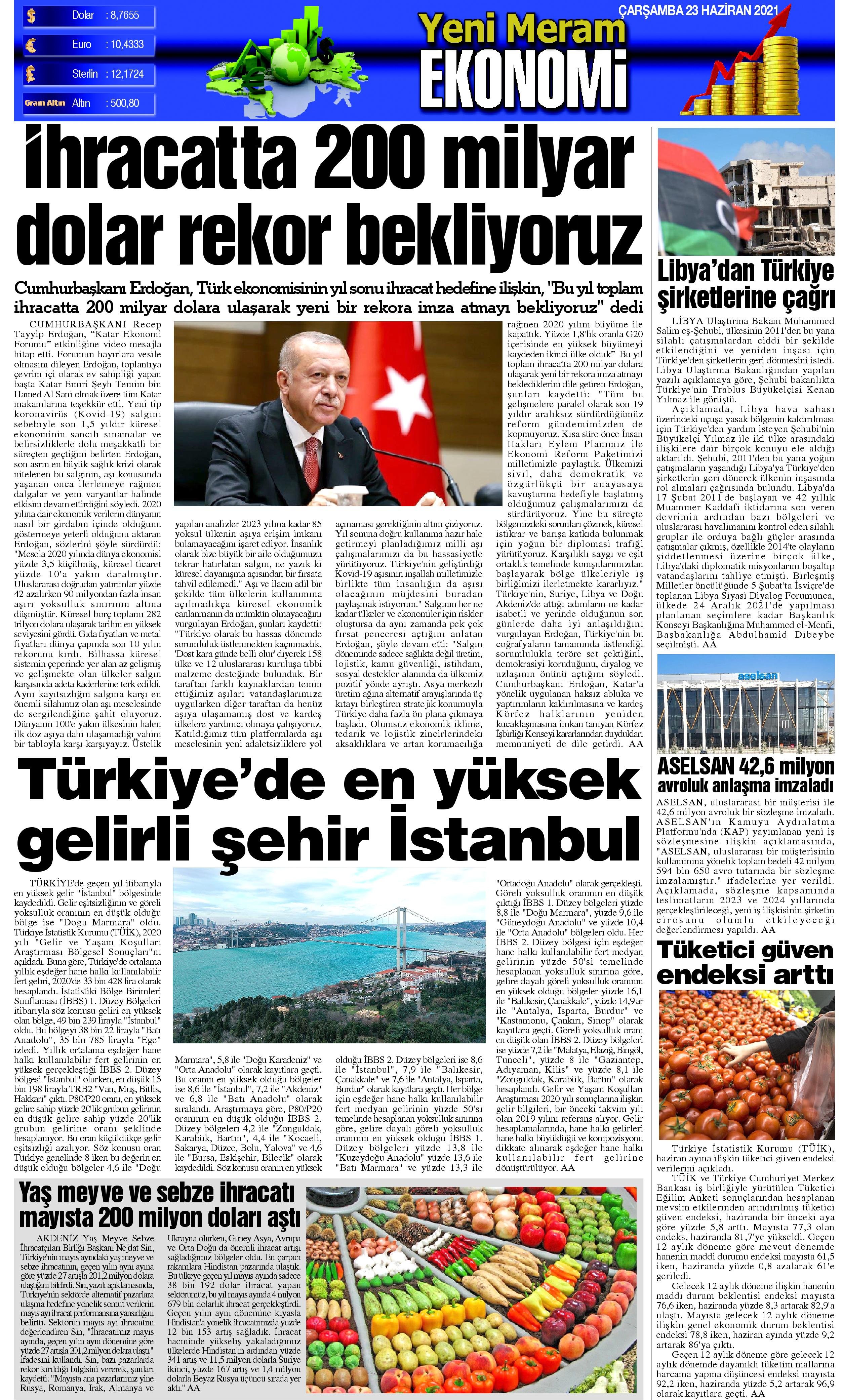 23 Haziran 2021 Yeni Meram Gazetesi