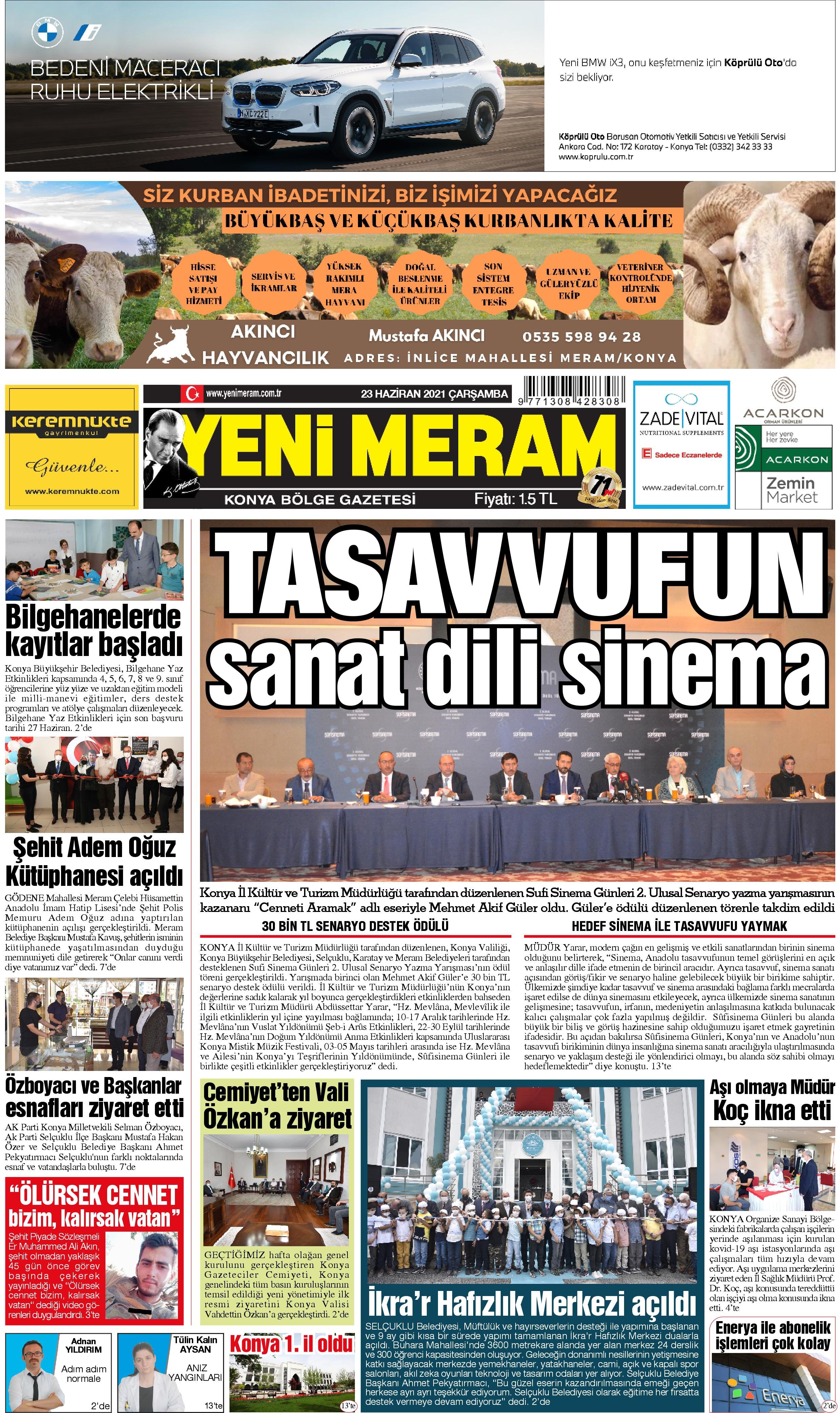 23 Haziran 2021 Yeni Meram Gazetesi