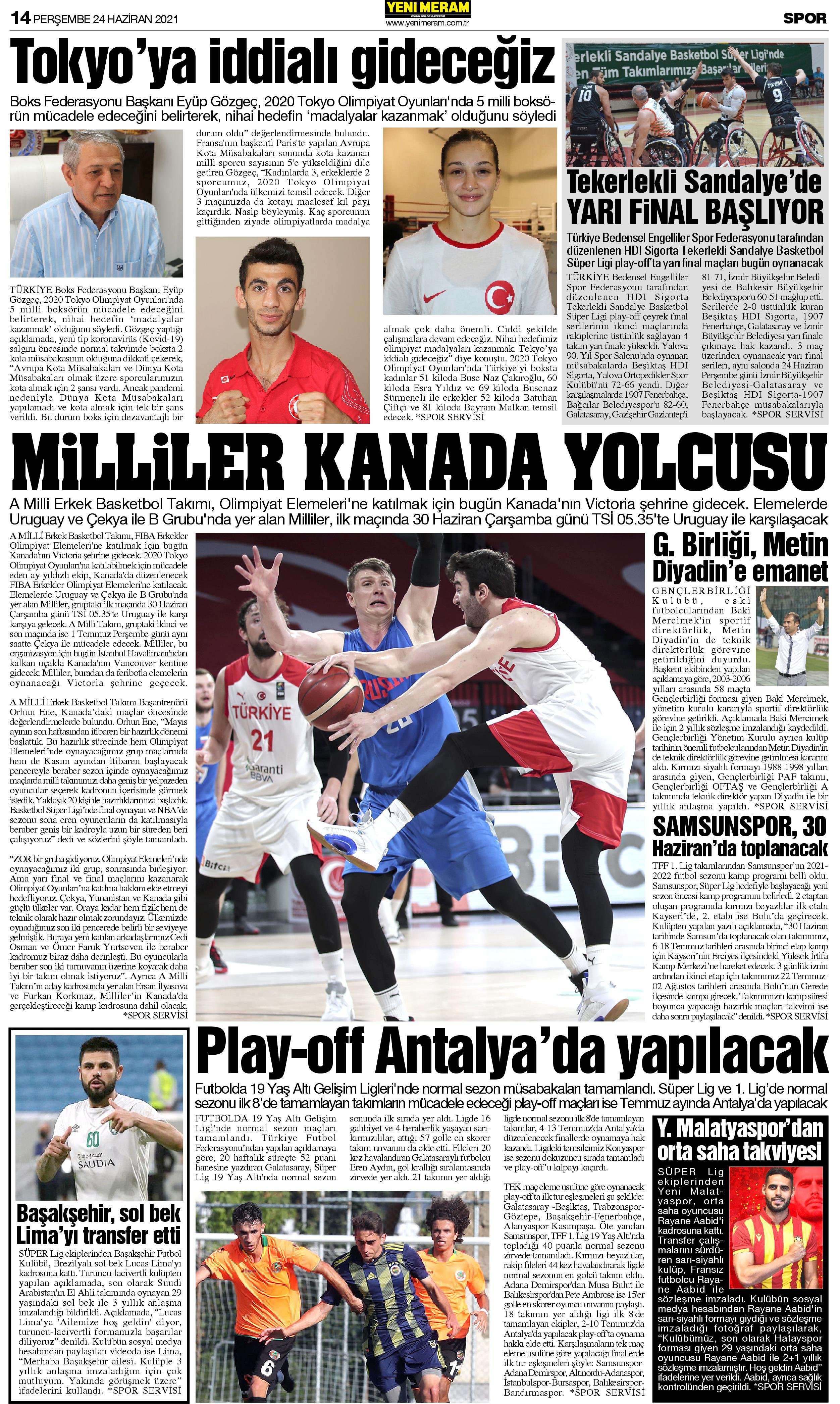 24 Haziran 2021 Yeni Meram Gazetesi
