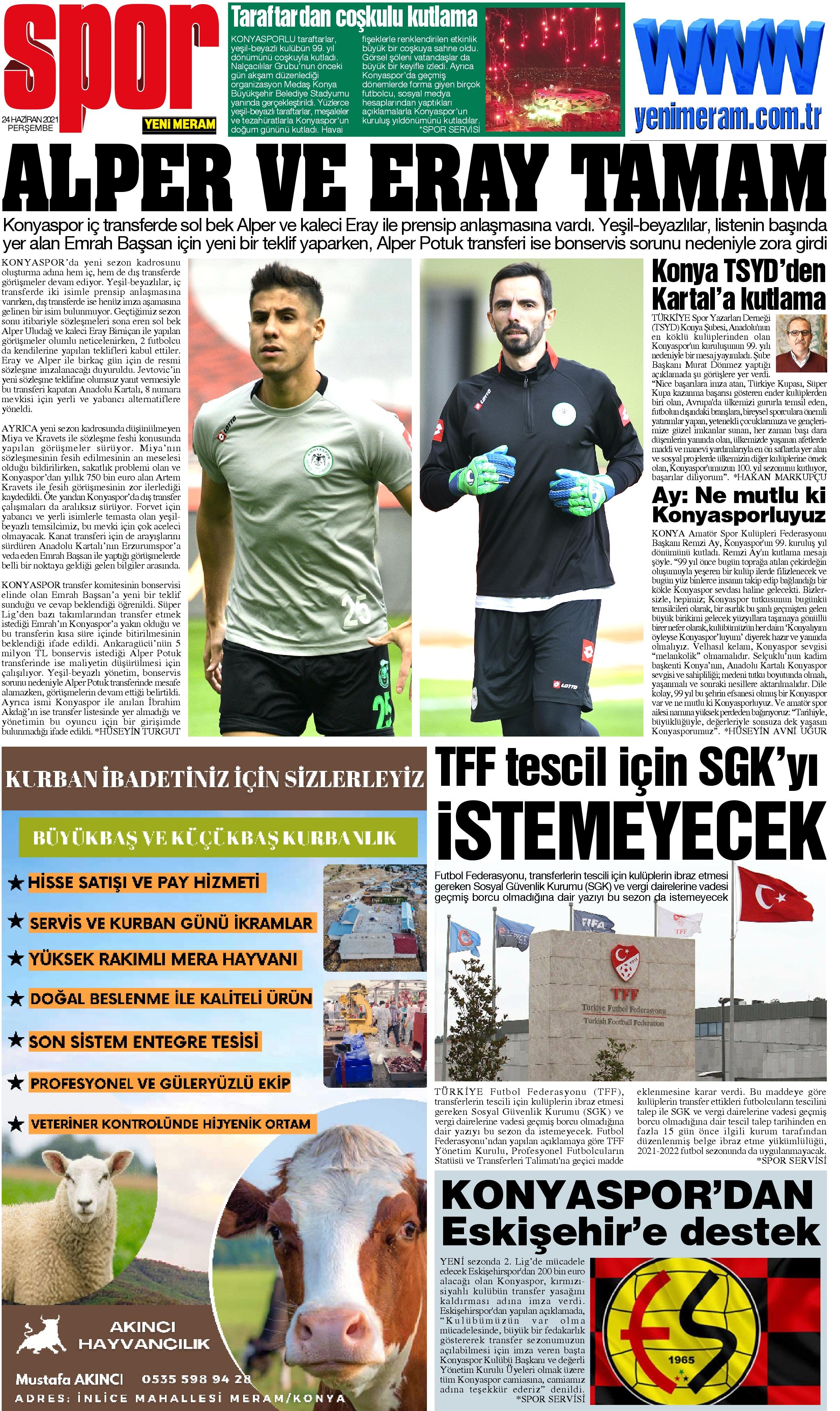 24 Haziran 2021 Yeni Meram Gazetesi
