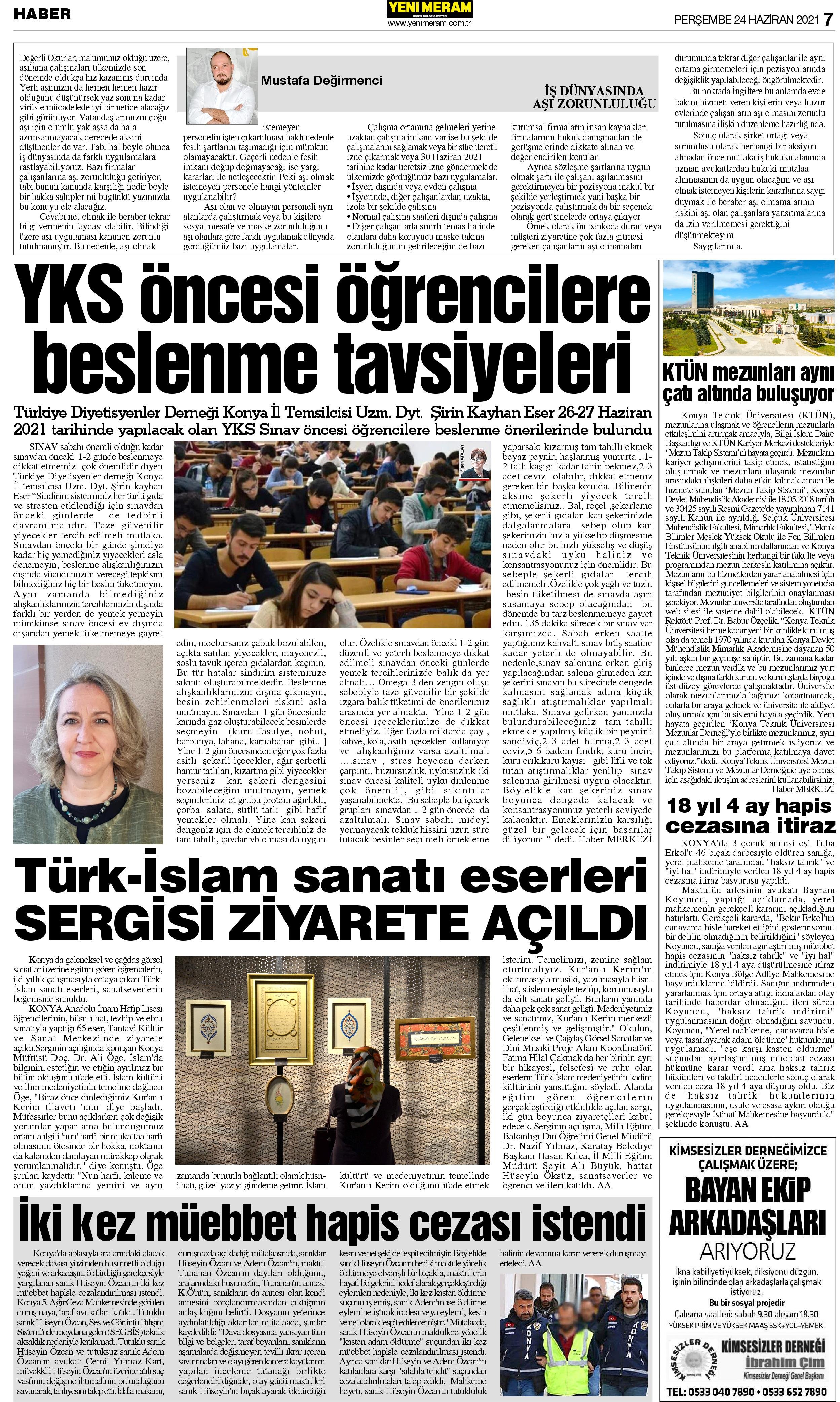 24 Haziran 2021 Yeni Meram Gazetesi
