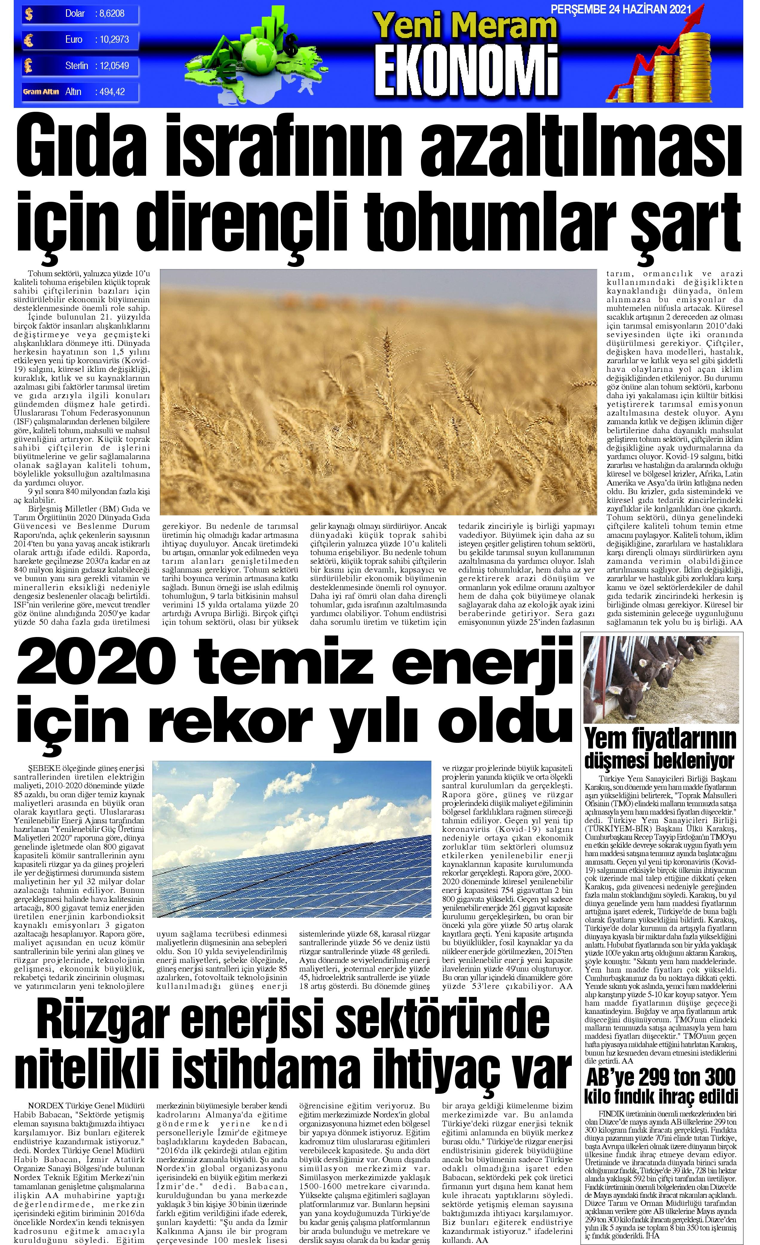 24 Haziran 2021 Yeni Meram Gazetesi
