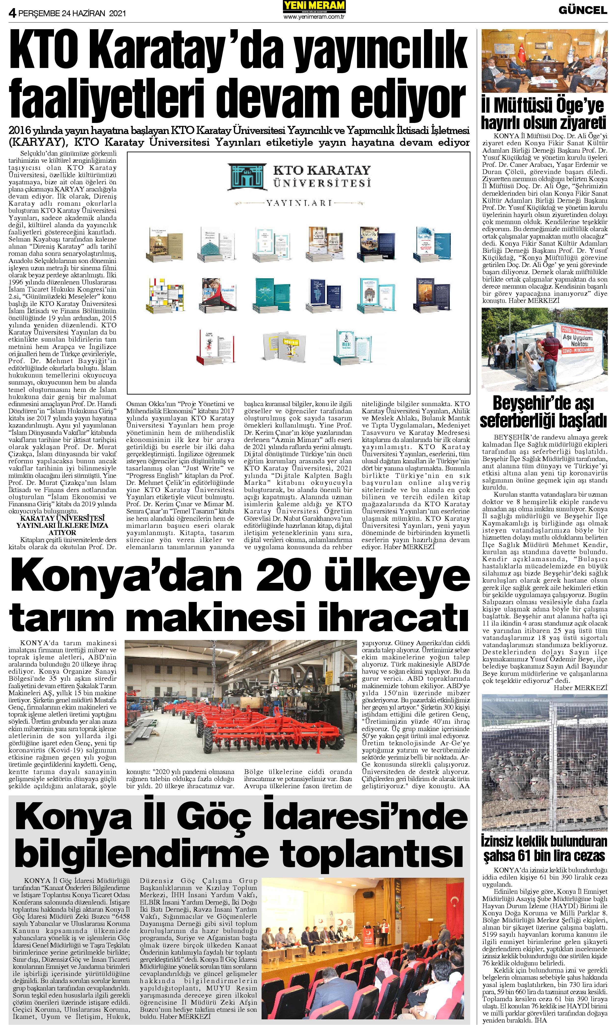 24 Haziran 2021 Yeni Meram Gazetesi
