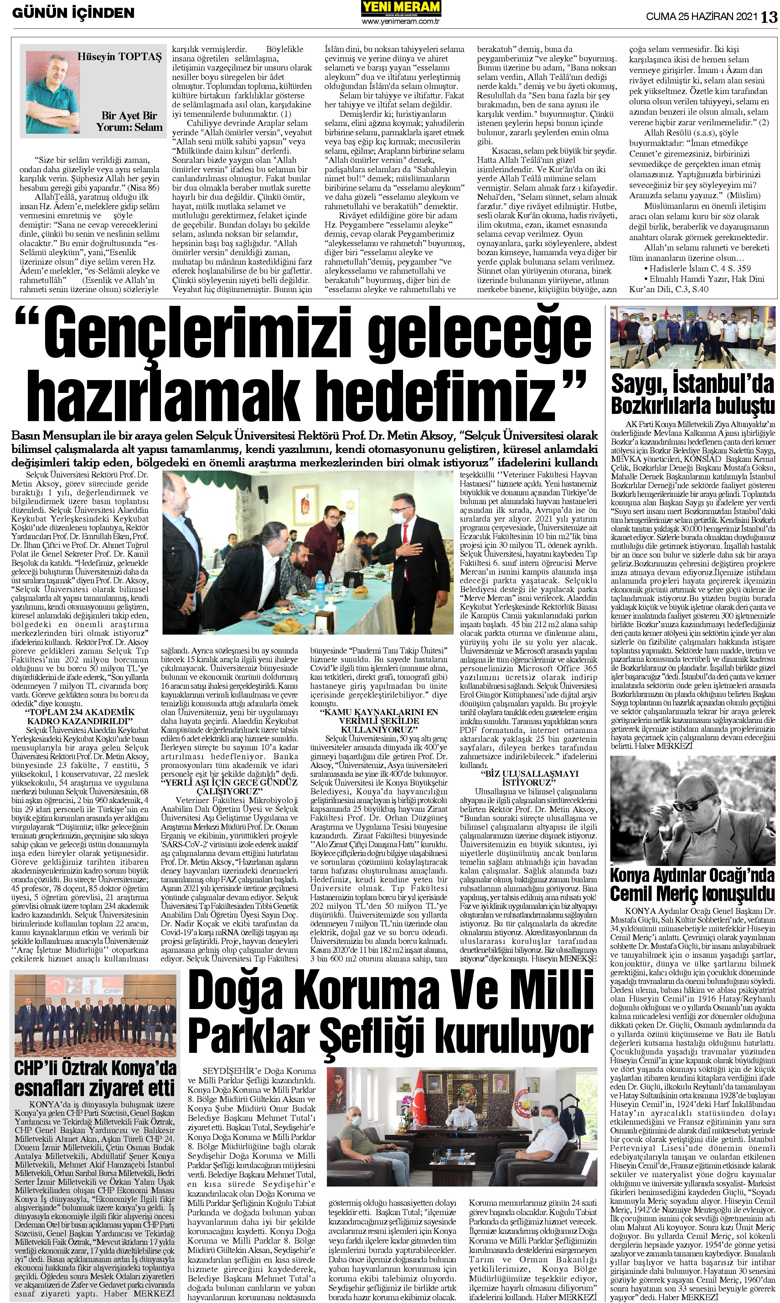 25 Haziran 2021 Yeni Meram Gazetesi