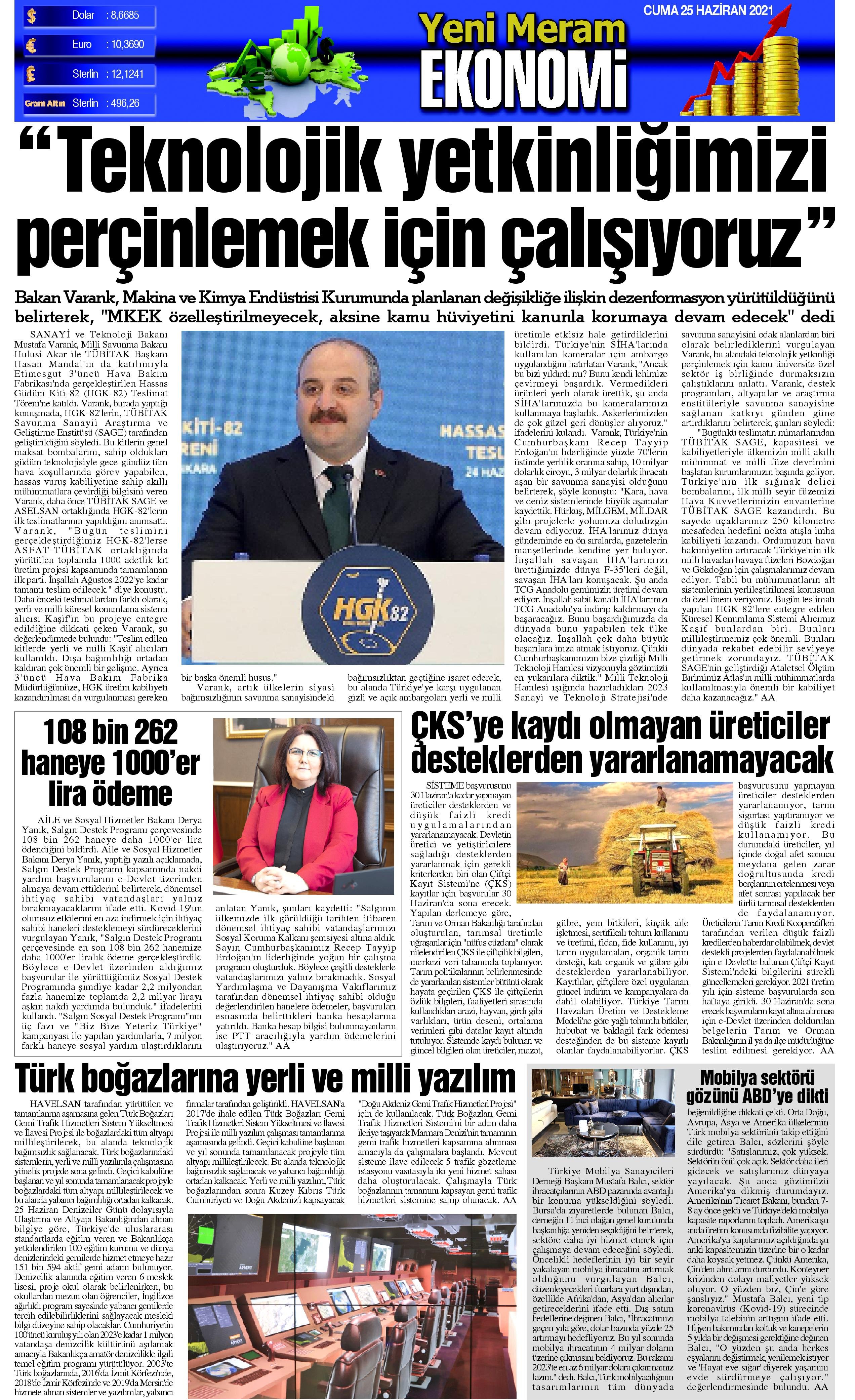 25 Haziran 2021 Yeni Meram Gazetesi